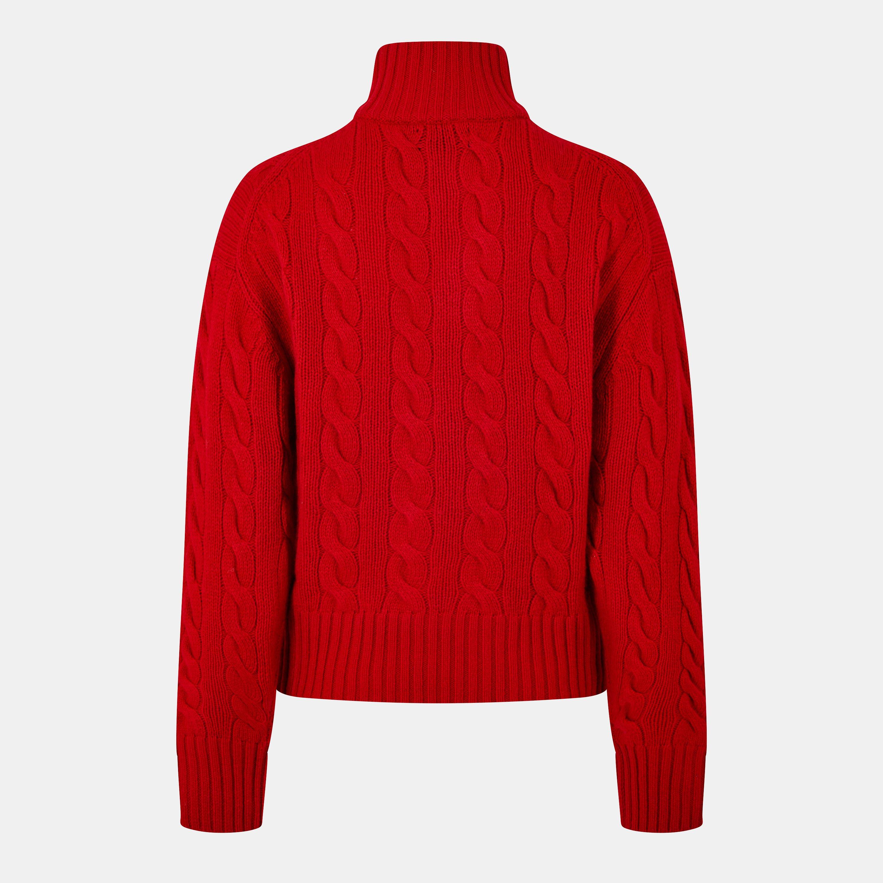 RL2000 Red - Polo Ralph Lauren - Women's Cable Crew Neck Jumper - 2