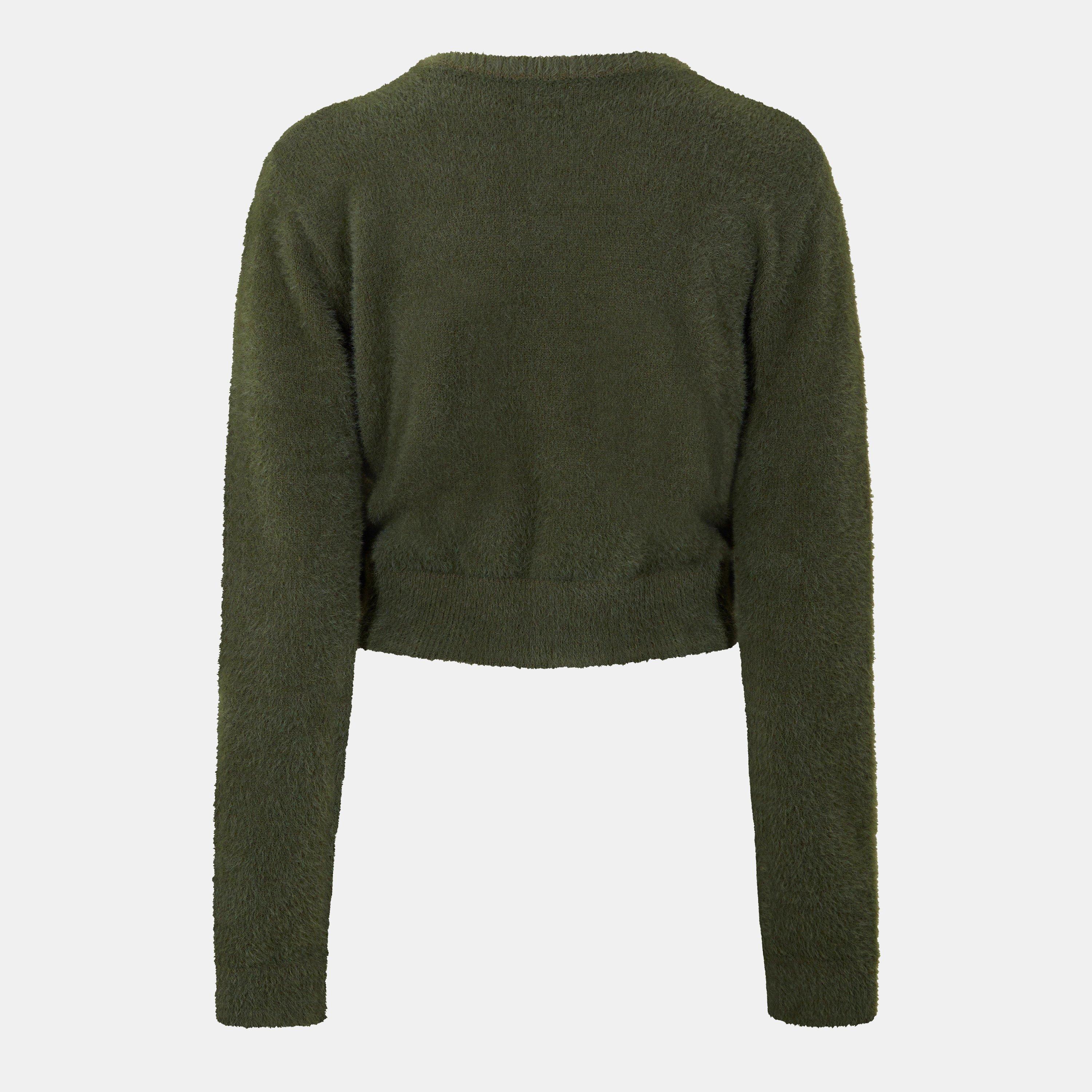 Donker Khaki - Jack Wills - JW Knitted Jacquard Cropped Crew Neck Jumper - 2