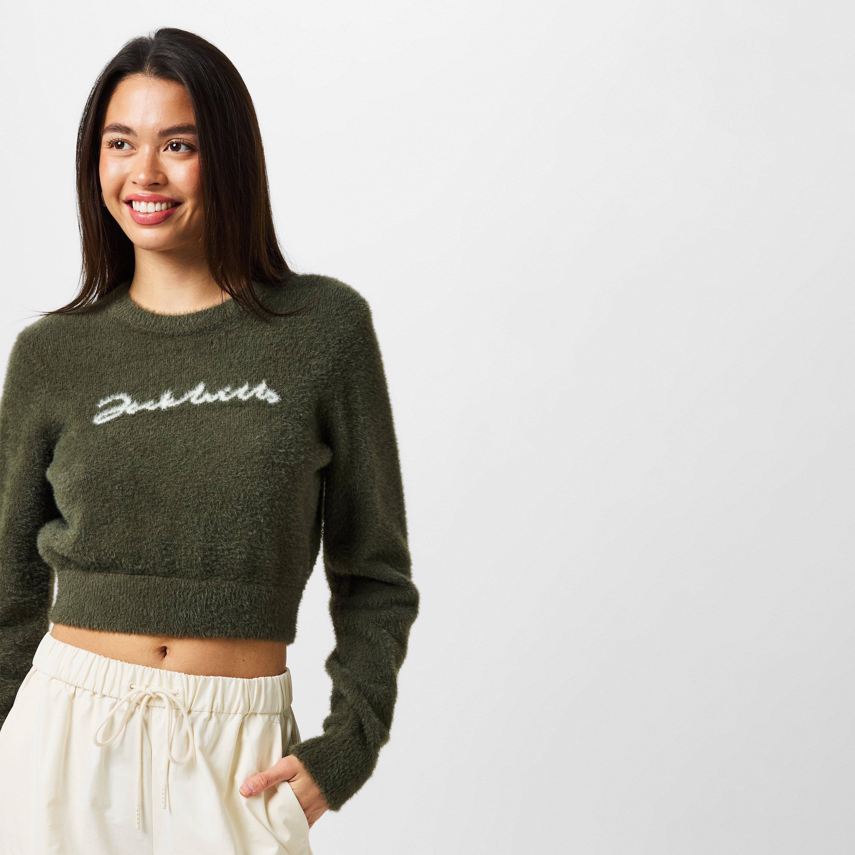 Donker Khaki - Jack Wills - JW Knitted Jacquard Cropped Crew Neck Jumper - 3