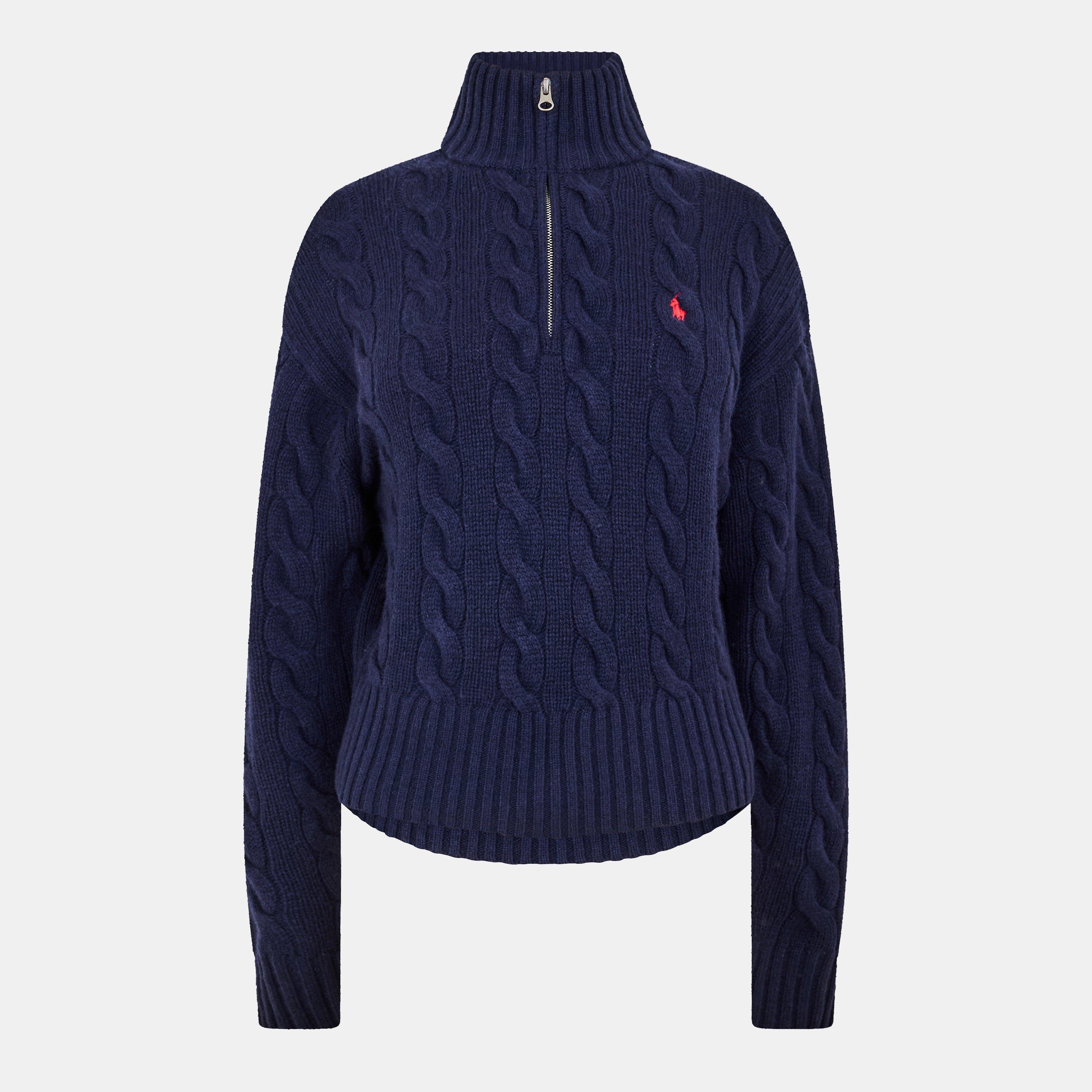 HUNTER NAVY - Polo Ralph Lauren - Women's Cable Crew Neck Jumper - 1