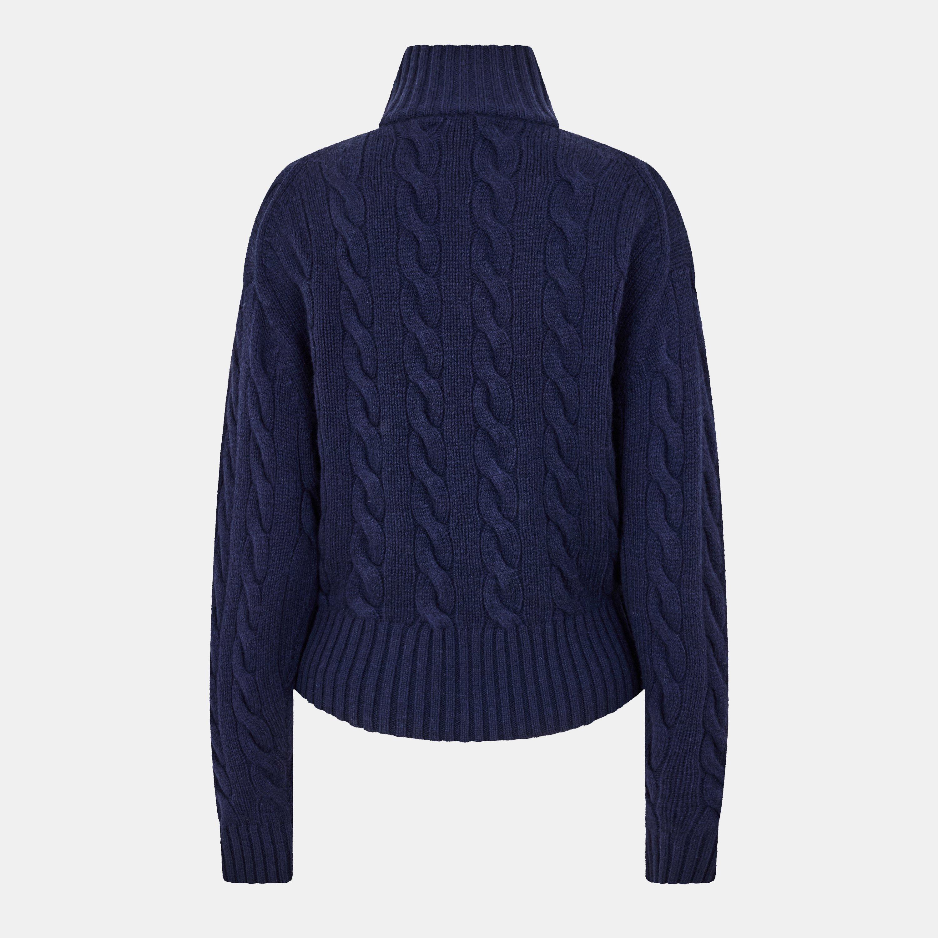 HUNTER NAVY - Polo Ralph Lauren - Women's Cable Crew Neck Jumper - 2