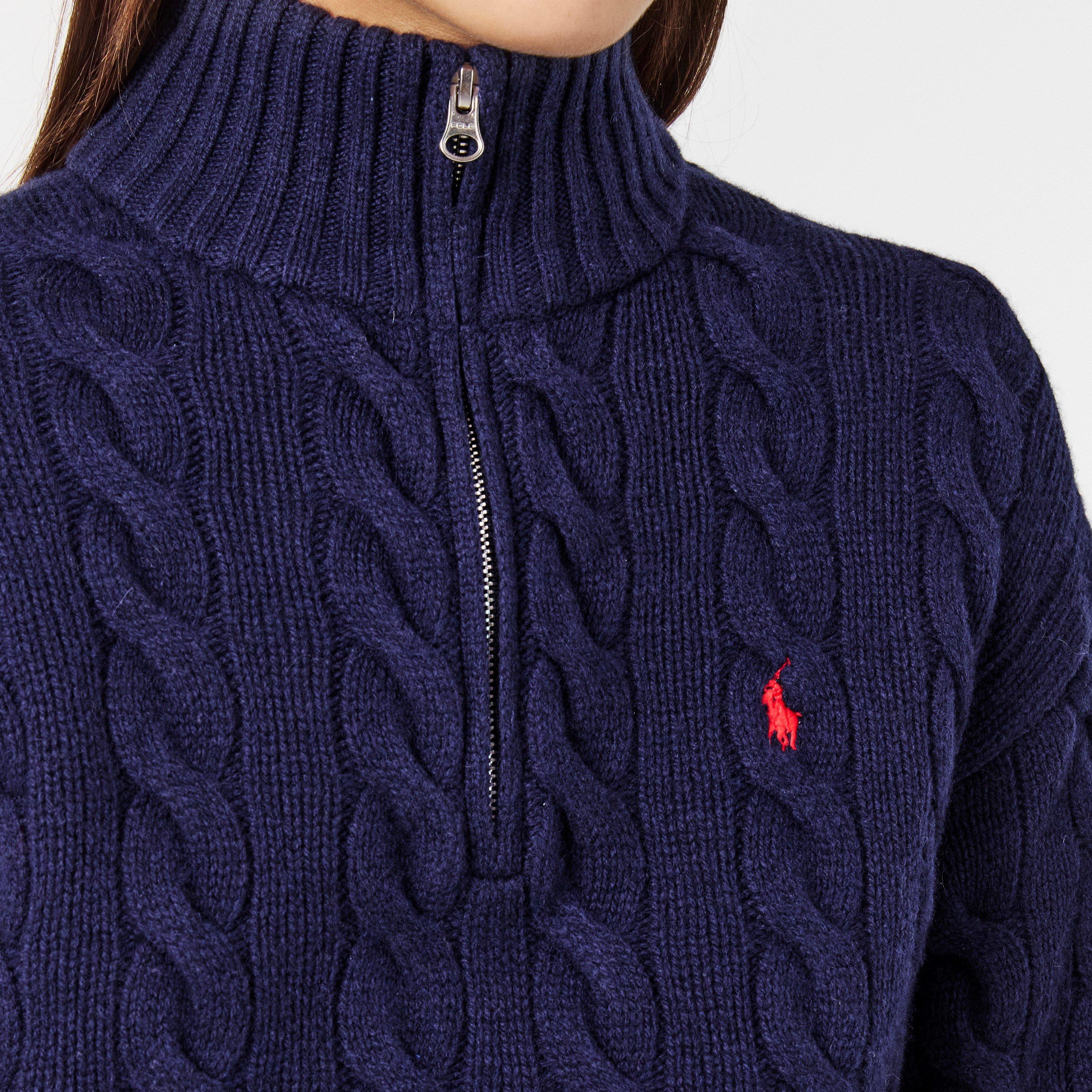 HUNTER NAVY - Polo Ralph Lauren - Women's Cable Crew Neck Jumper - 5