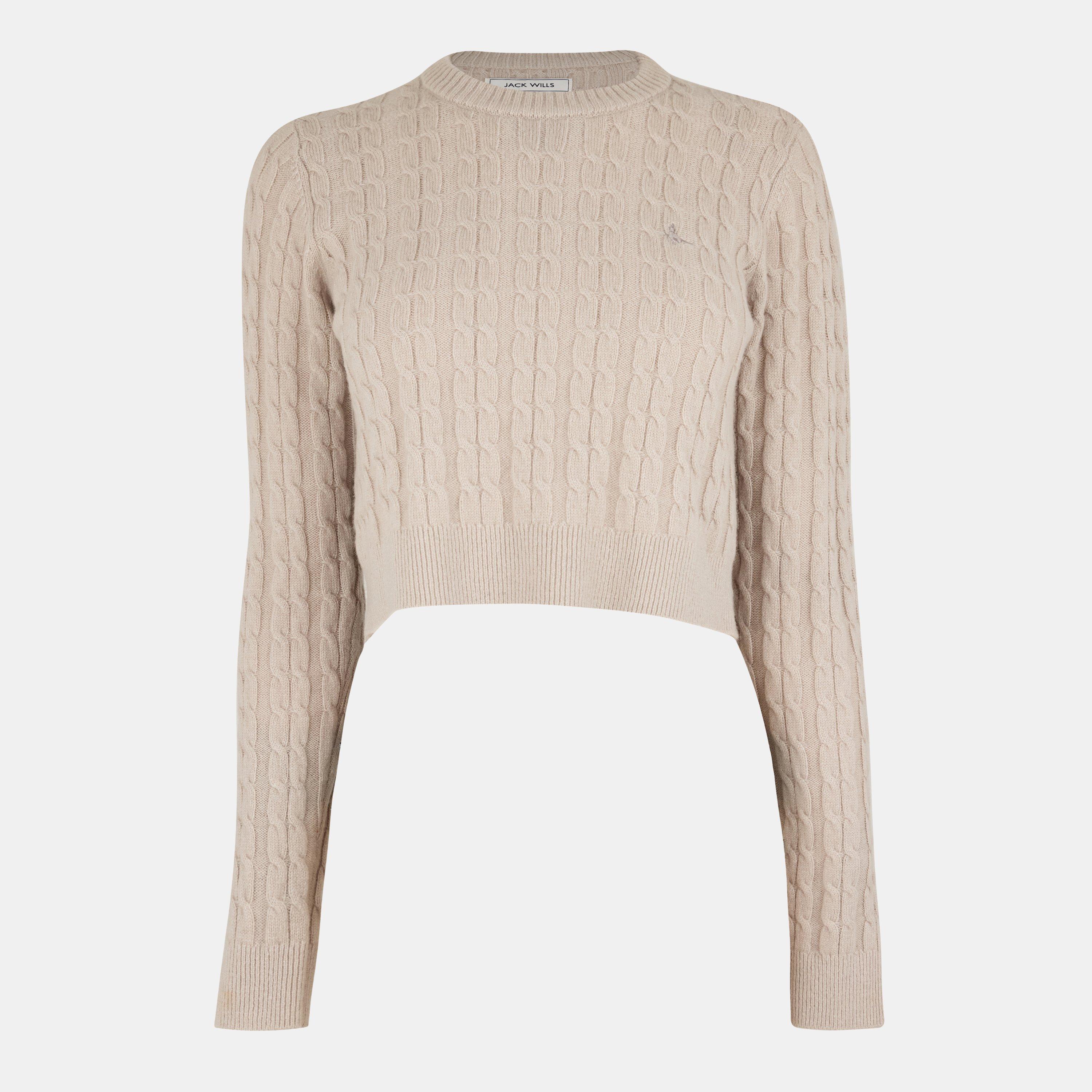 Stone - Jack Wills - Women's JW Cropped Tinsbury Crew Neck Jumper - 1