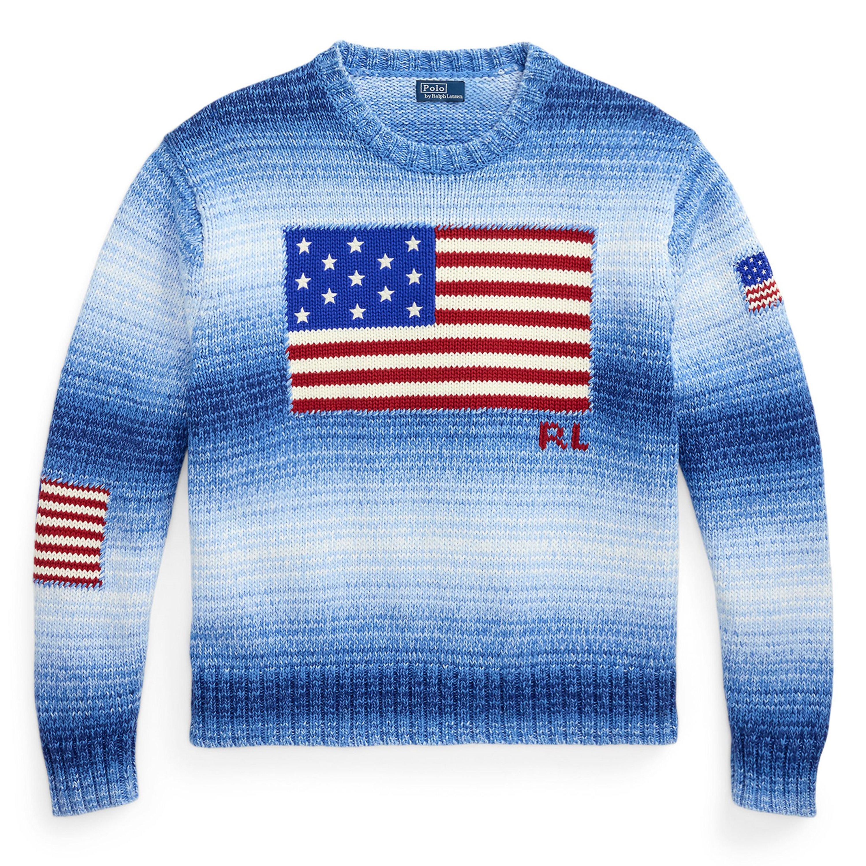 Blue - Polo Ralph Lauren - Women's Flag Structured Knit Relaxed Fit Crew Neck Jumper - 1
