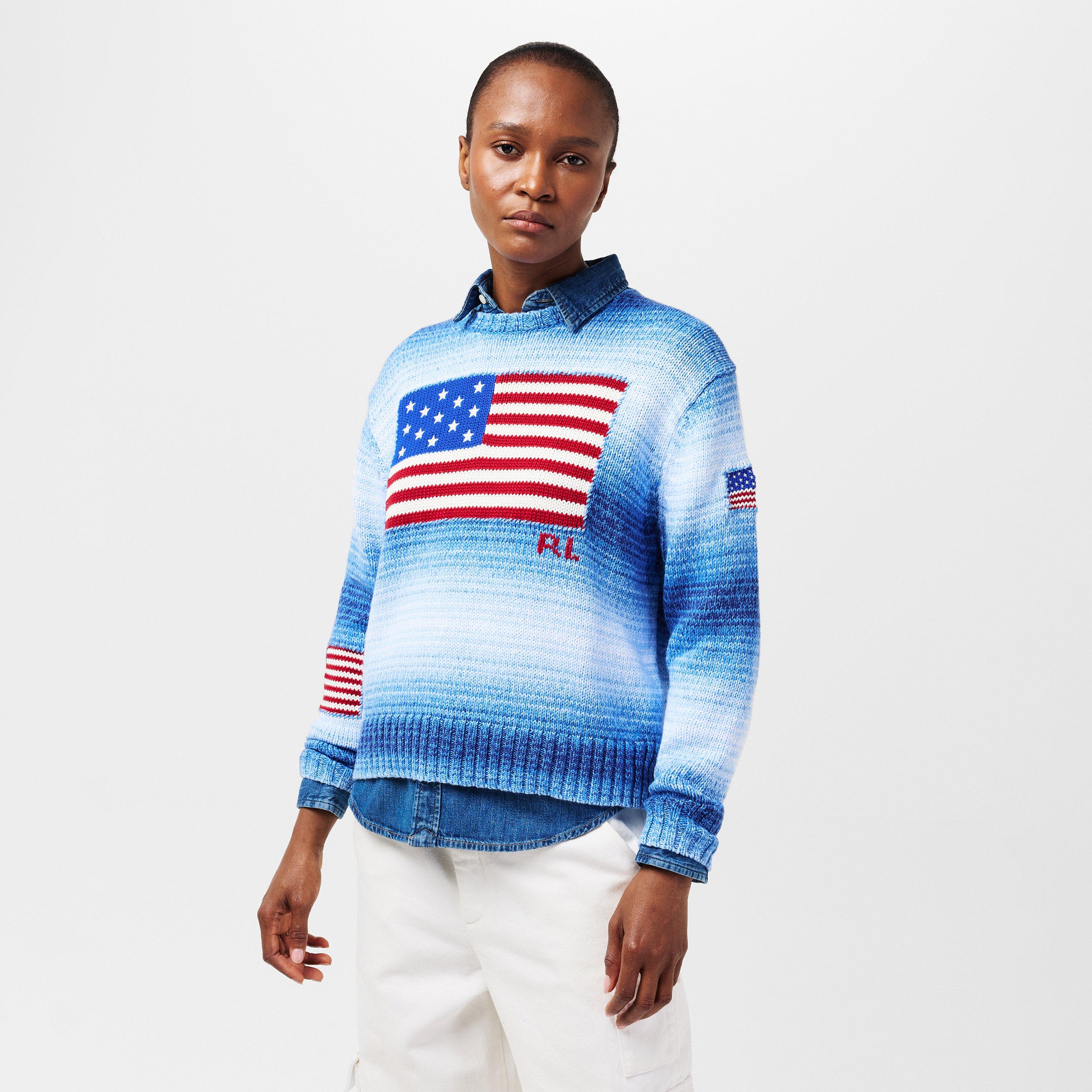 Blue - Polo Ralph Lauren - Women's Flag Crew Neck Jumper - 3