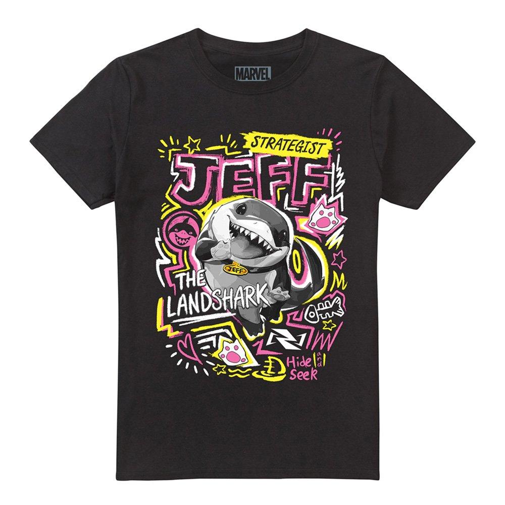 Black - Marvel - Rivals Jeff The Landshark Marker Pen Trend T-Shirt - 4
