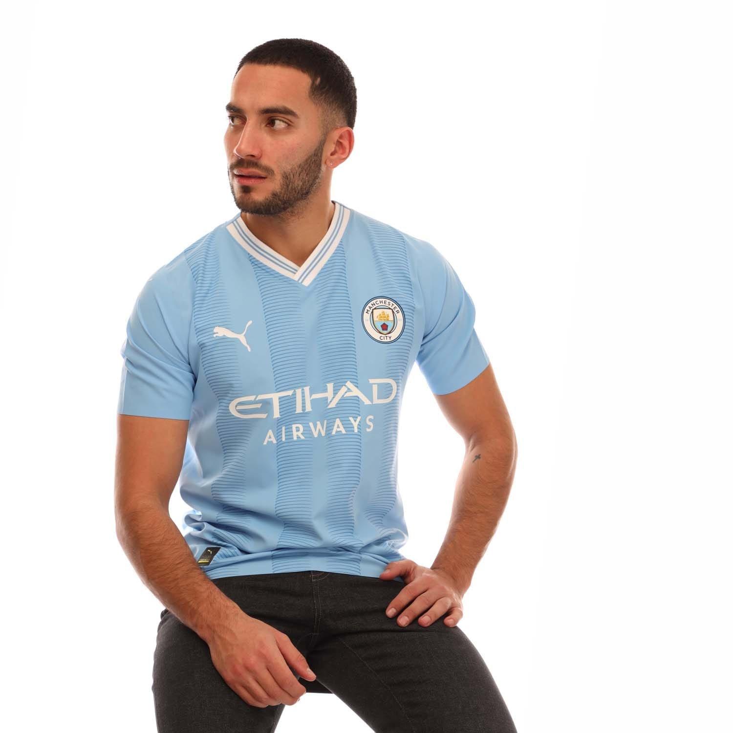 Light Blue - Puma - Manchester City 2023/24 Authentic Home Jersey - 4