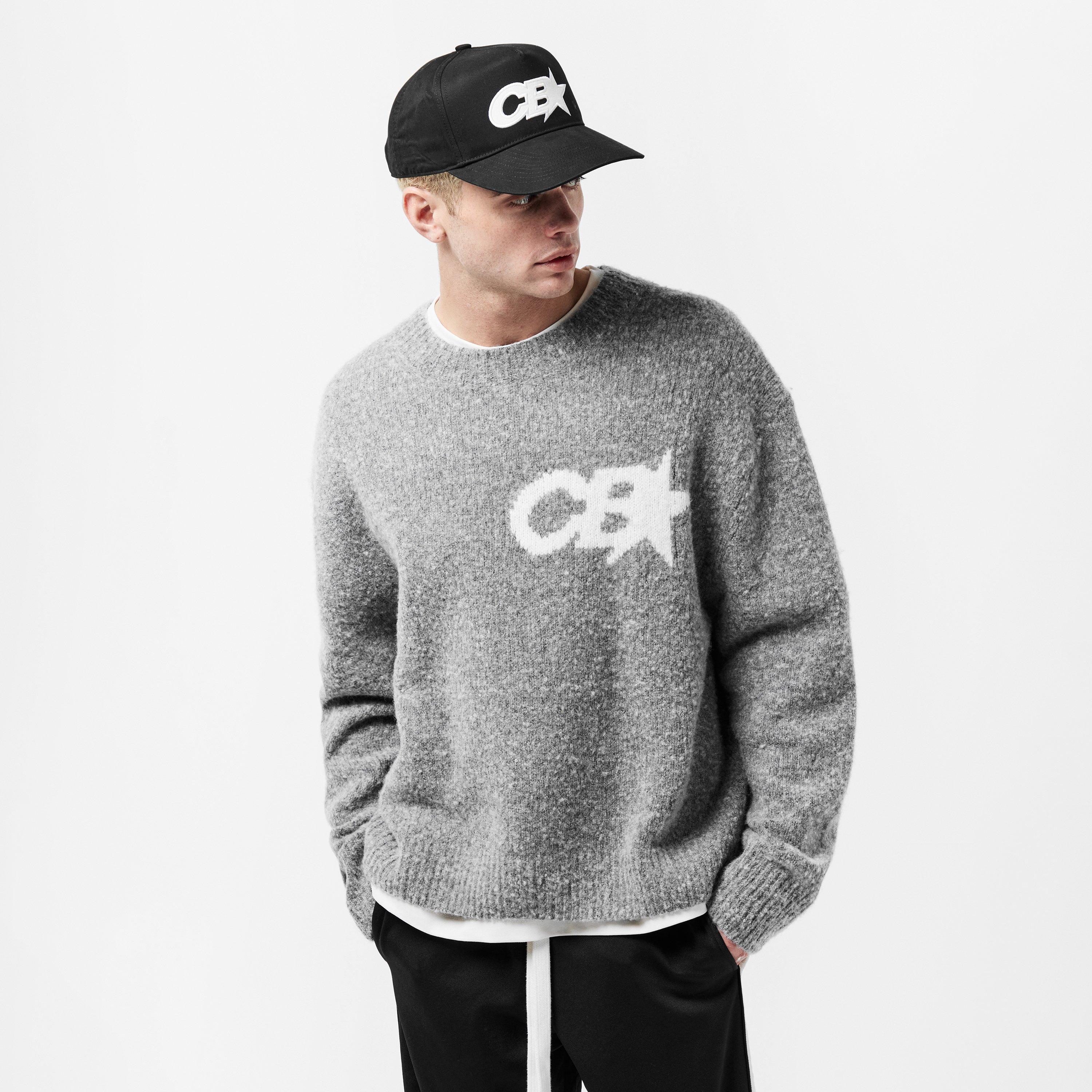 Grey - Cole Buxton - Men's Star Knitted Crew Neck Jumper - 3