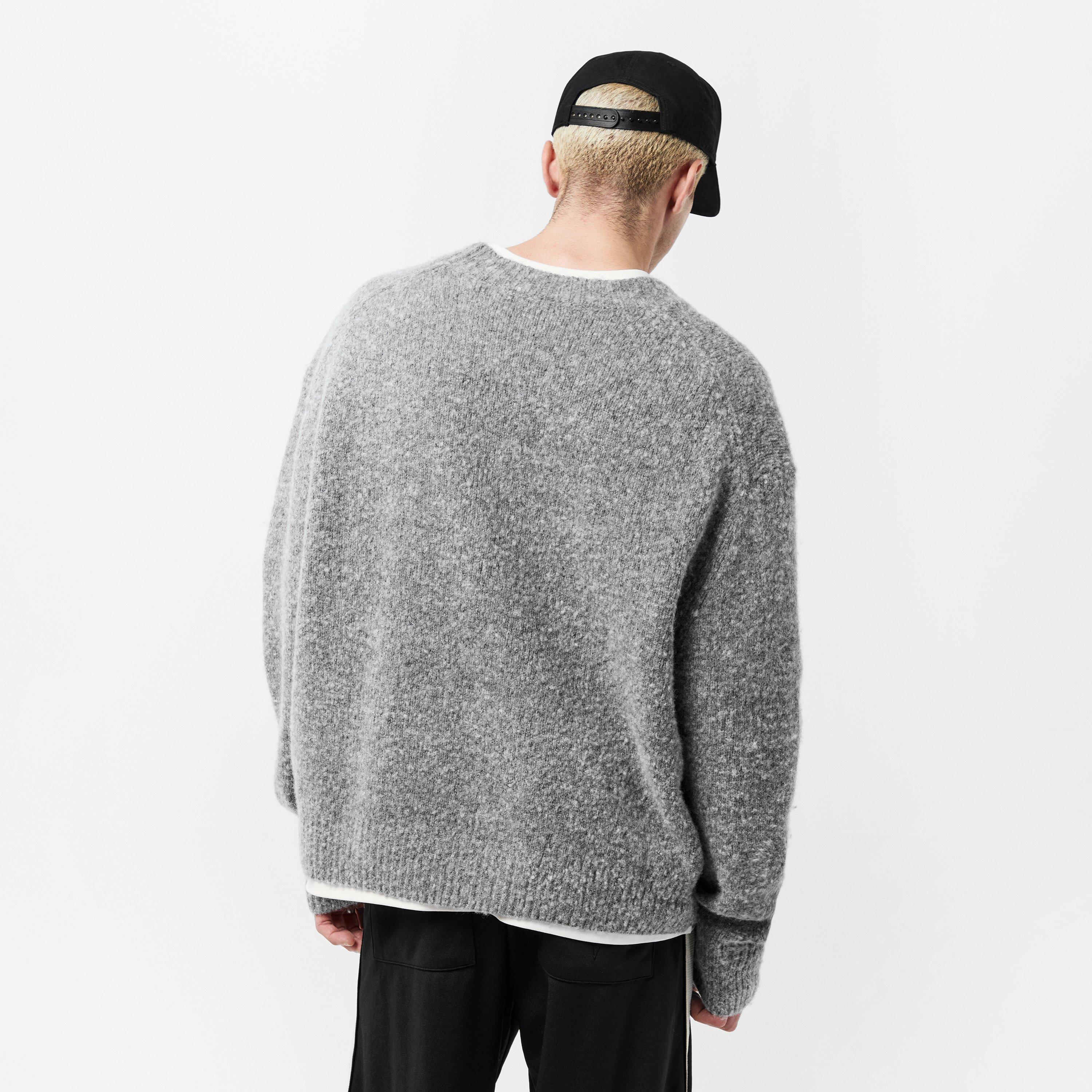 Grey - Cole Buxton - Men's Star Knitted Crew Neck Jumper - 4