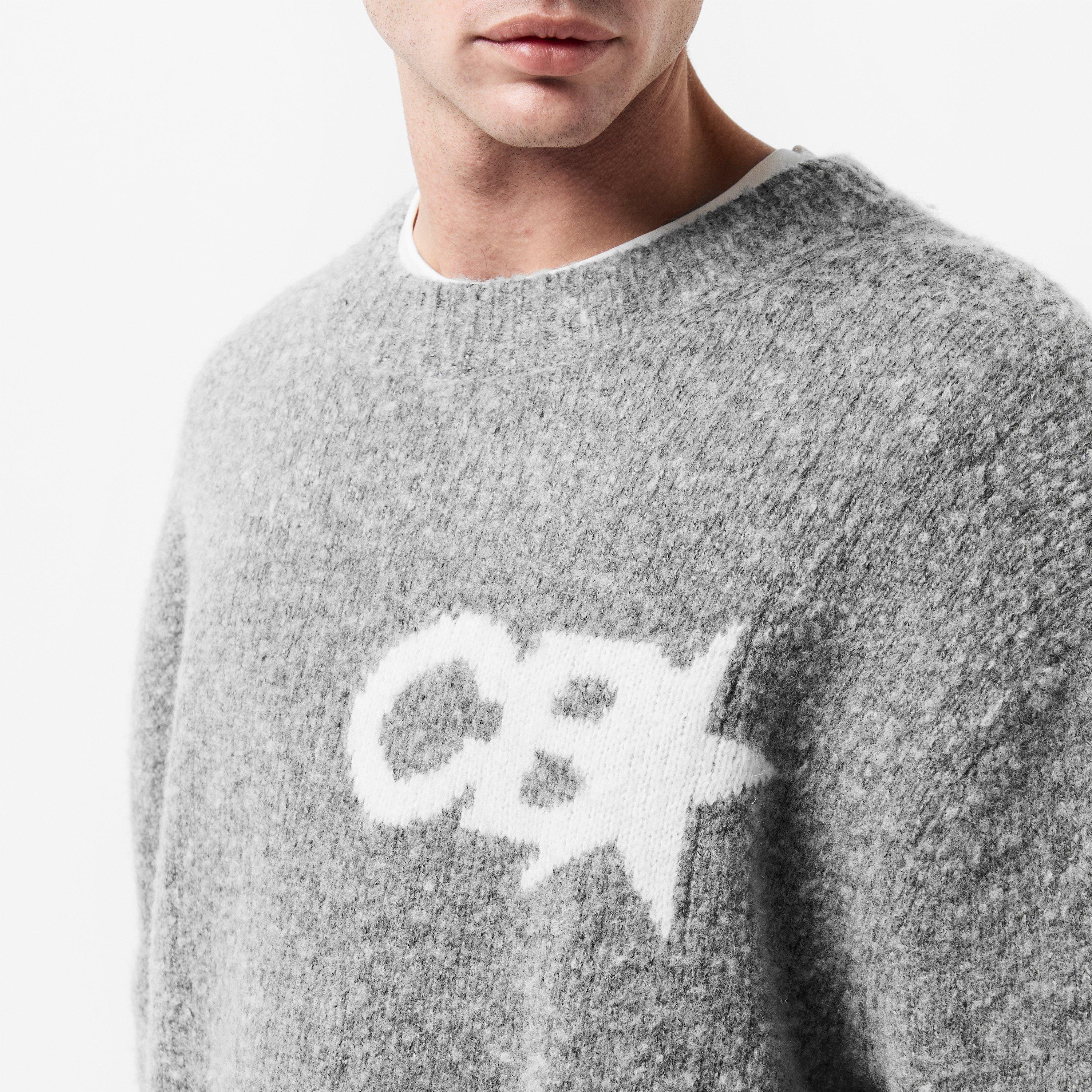 Grey - Cole Buxton - Men's Star Knitted Crew Neck Jumper - 5
