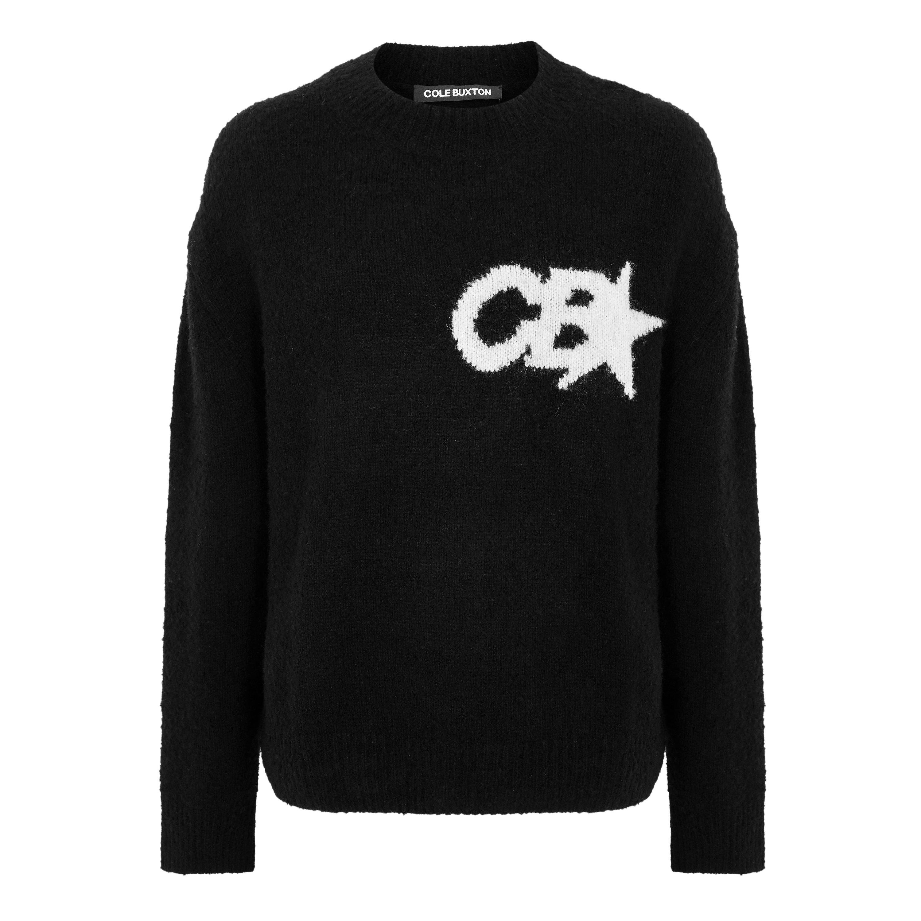 Black - Cole Buxton - Men's Star Knitted Crew Neck Jumper - 1