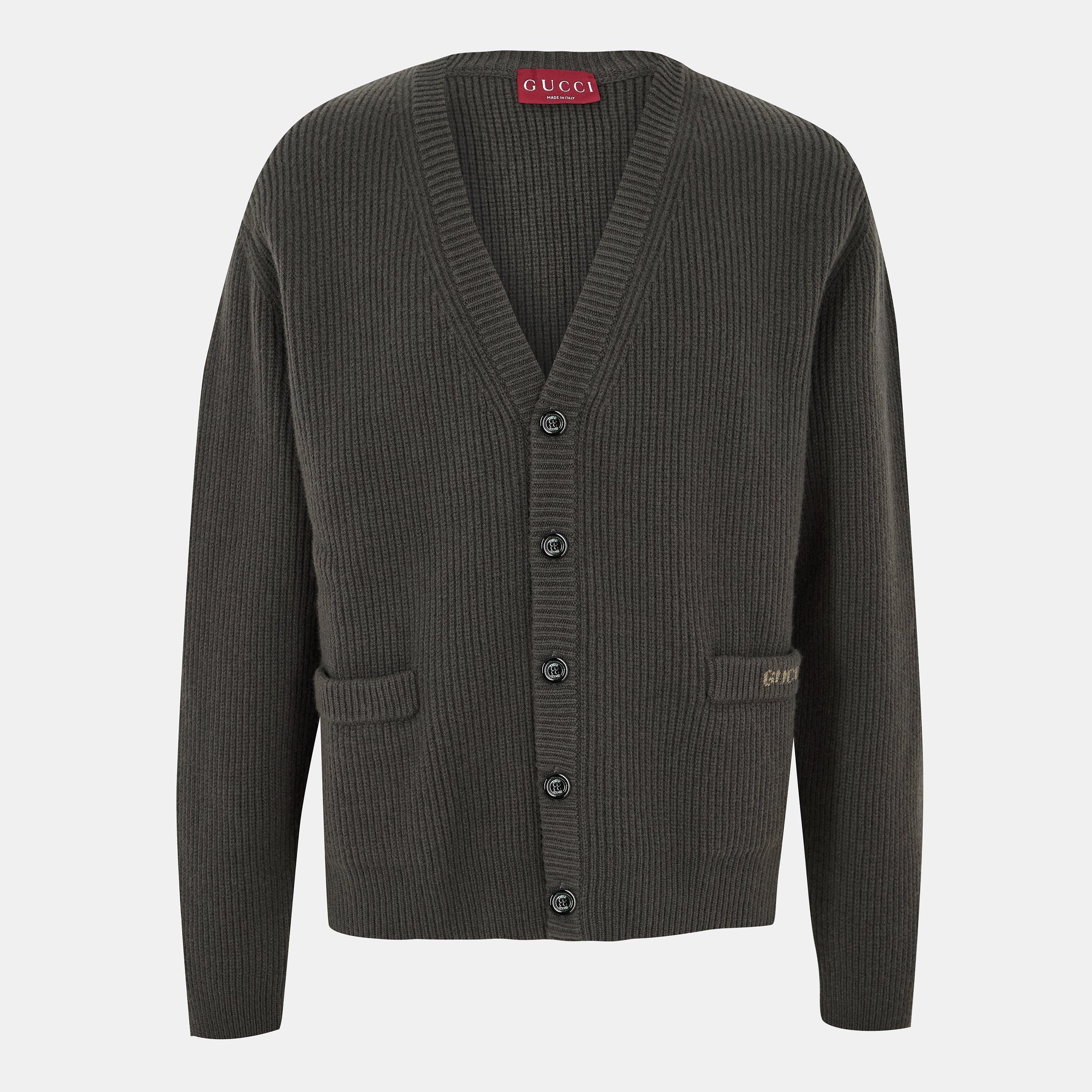 Gucci Men's Rib Cardigan - Military Green - XL