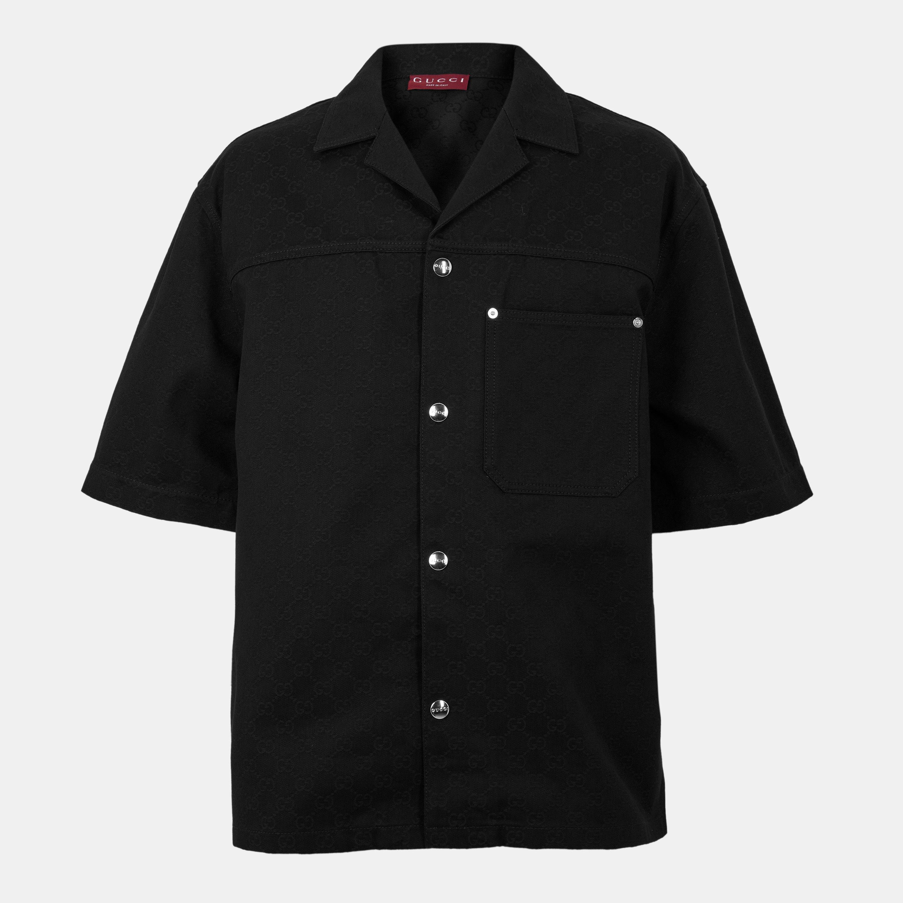 Gucci GG Denim Short-Sleeved Shirt - Black - M