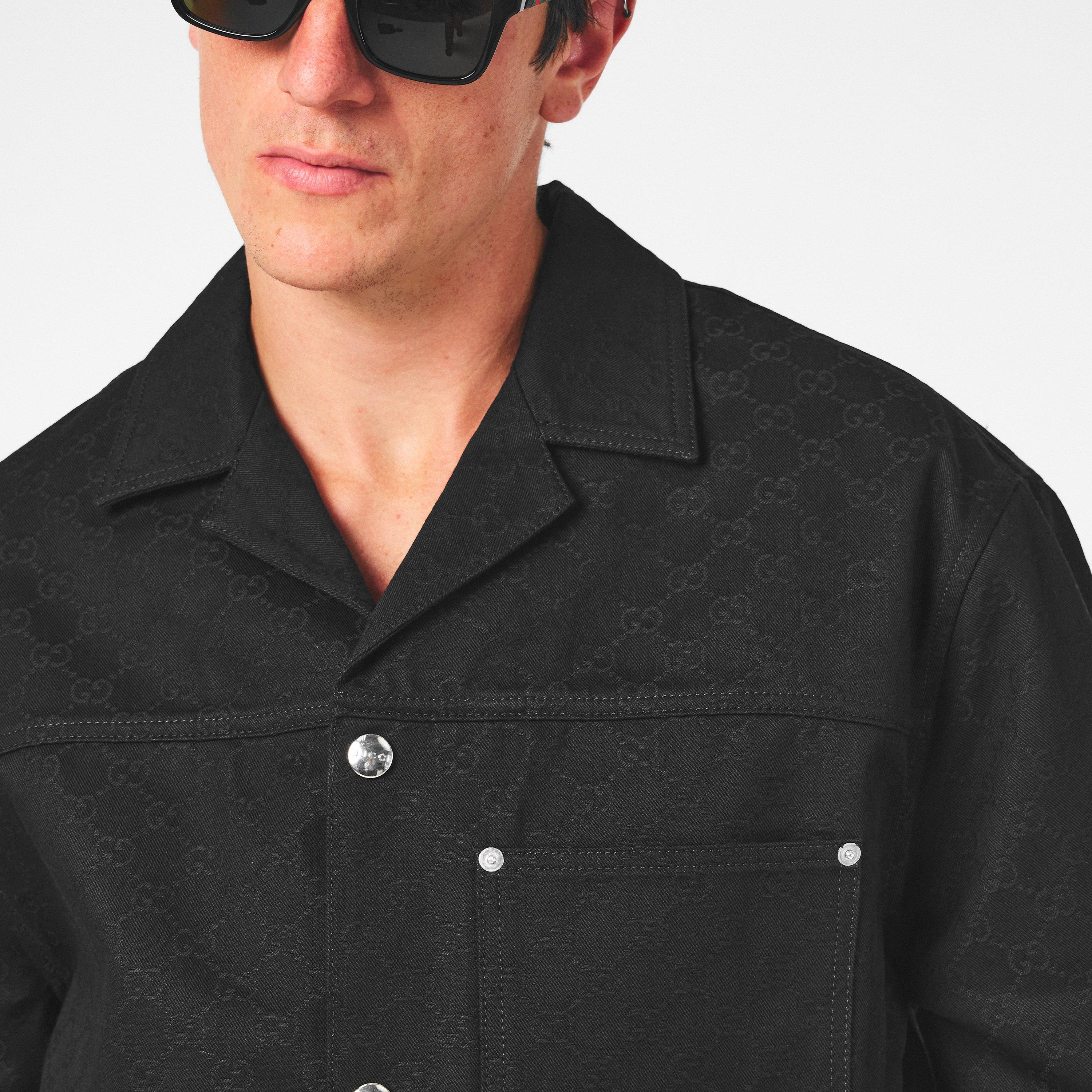 Black - Gucci - GG Denim Short-Sleeved Shirt - 5