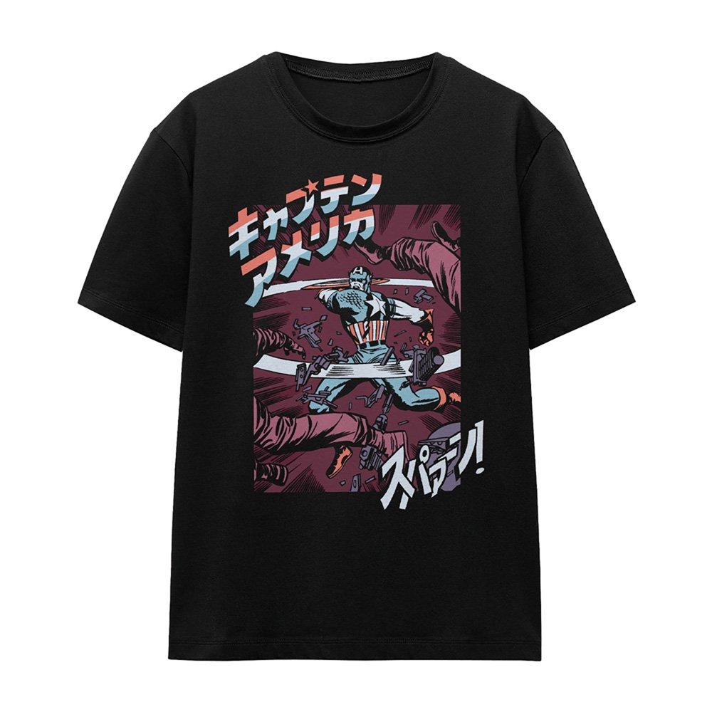 Black - Marvel - Captain America Retro Japanese Strike T Shirt Bla - 4