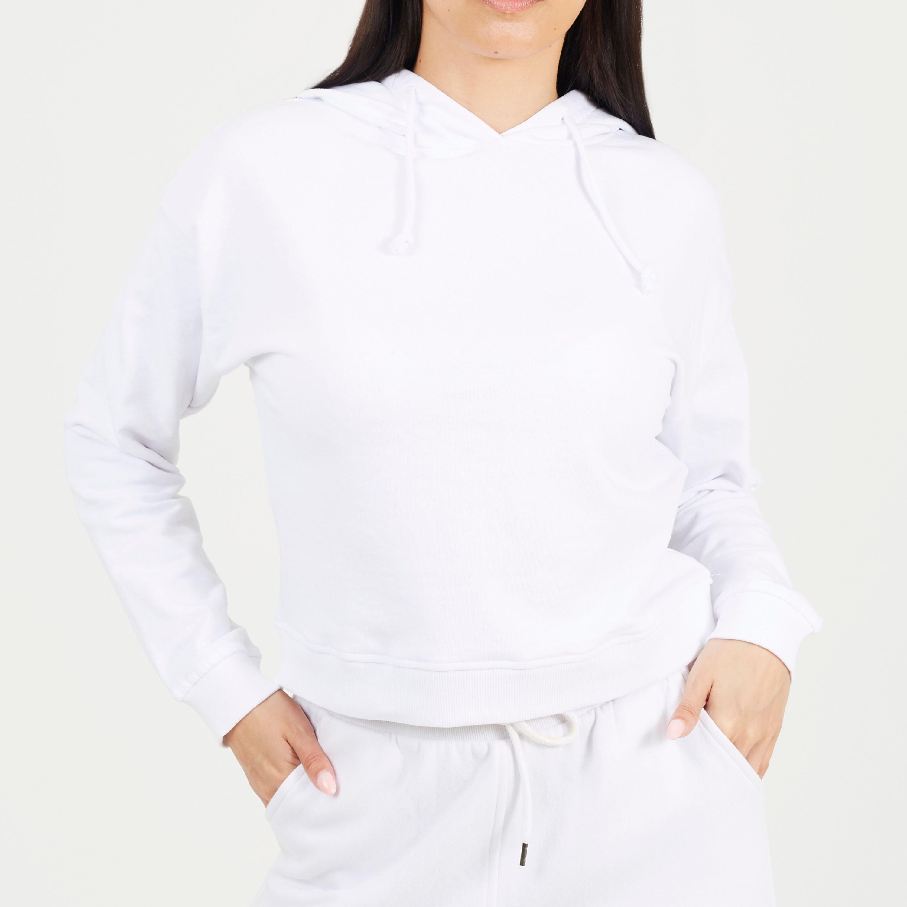 Brave Soul Women's Cropped Hooded Sweatshirt - White - 14 (L)