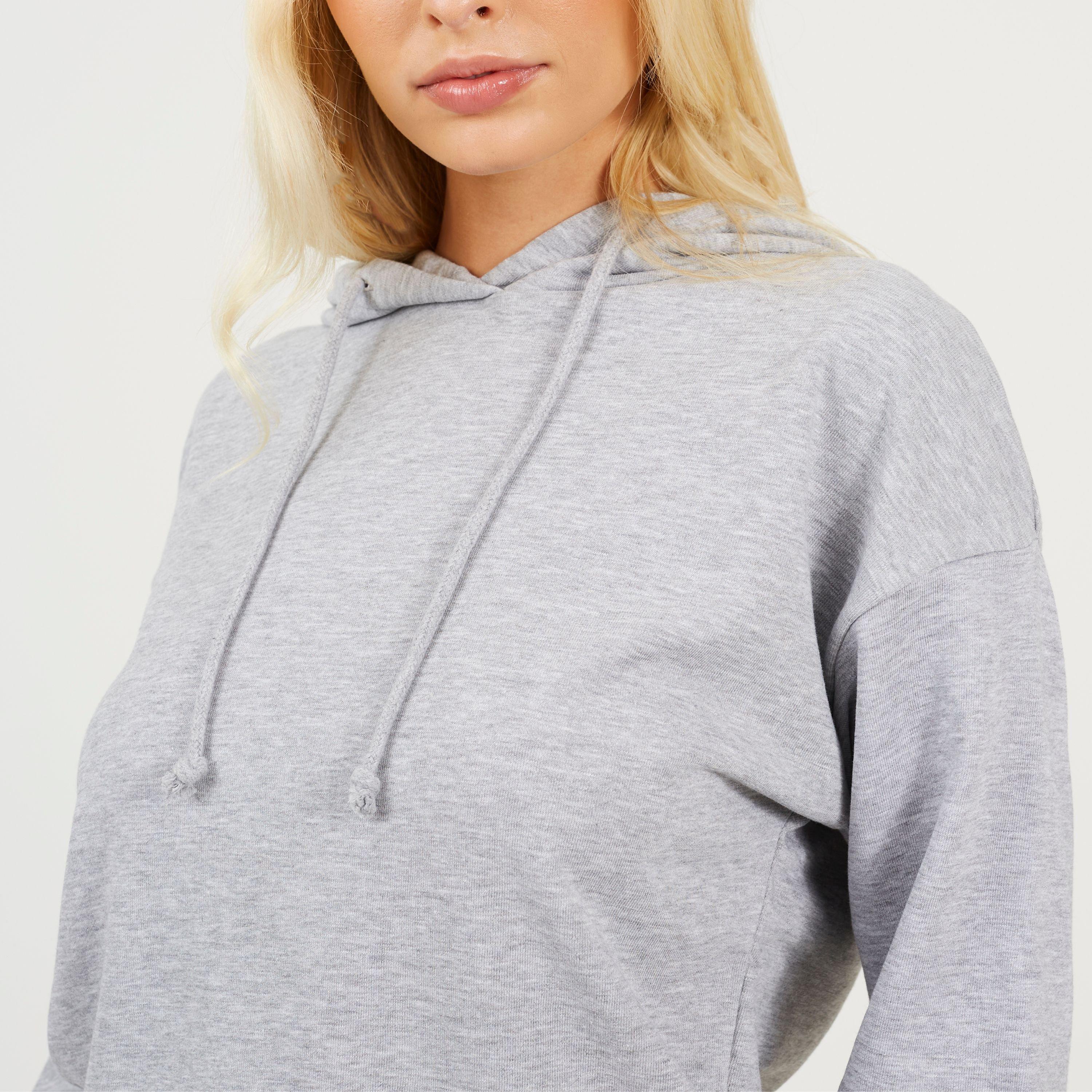 Grey Marl - Brave Soul - Womens Cropped Hooded Sweatshirt - 3