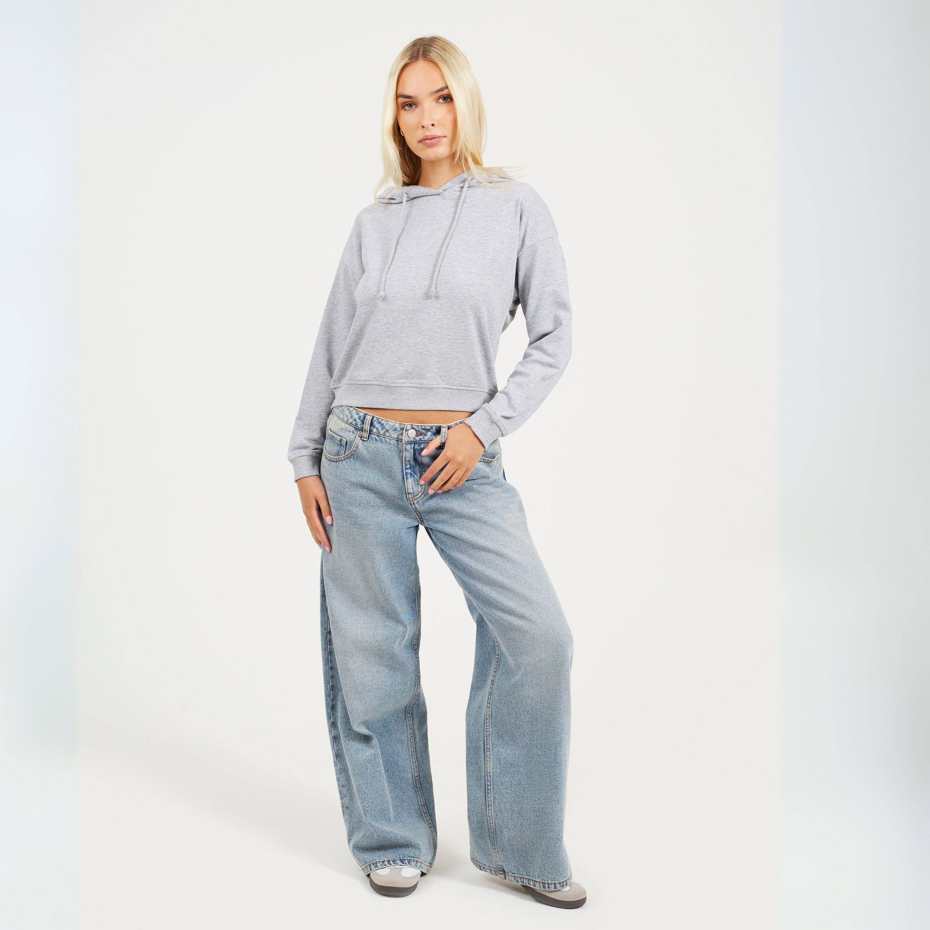 Grey Marl - Brave Soul - Womens Cropped Hooded Sweatshirt - 4