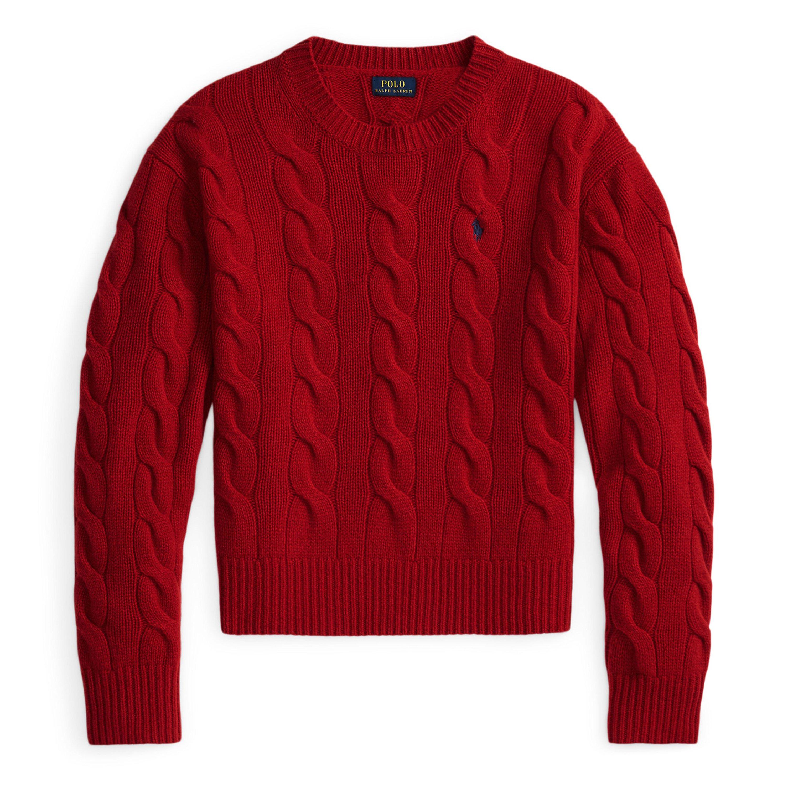 FIRESIDE RED - Polo Ralph Lauren - Women's Cable Crew Neck Jumper - 1