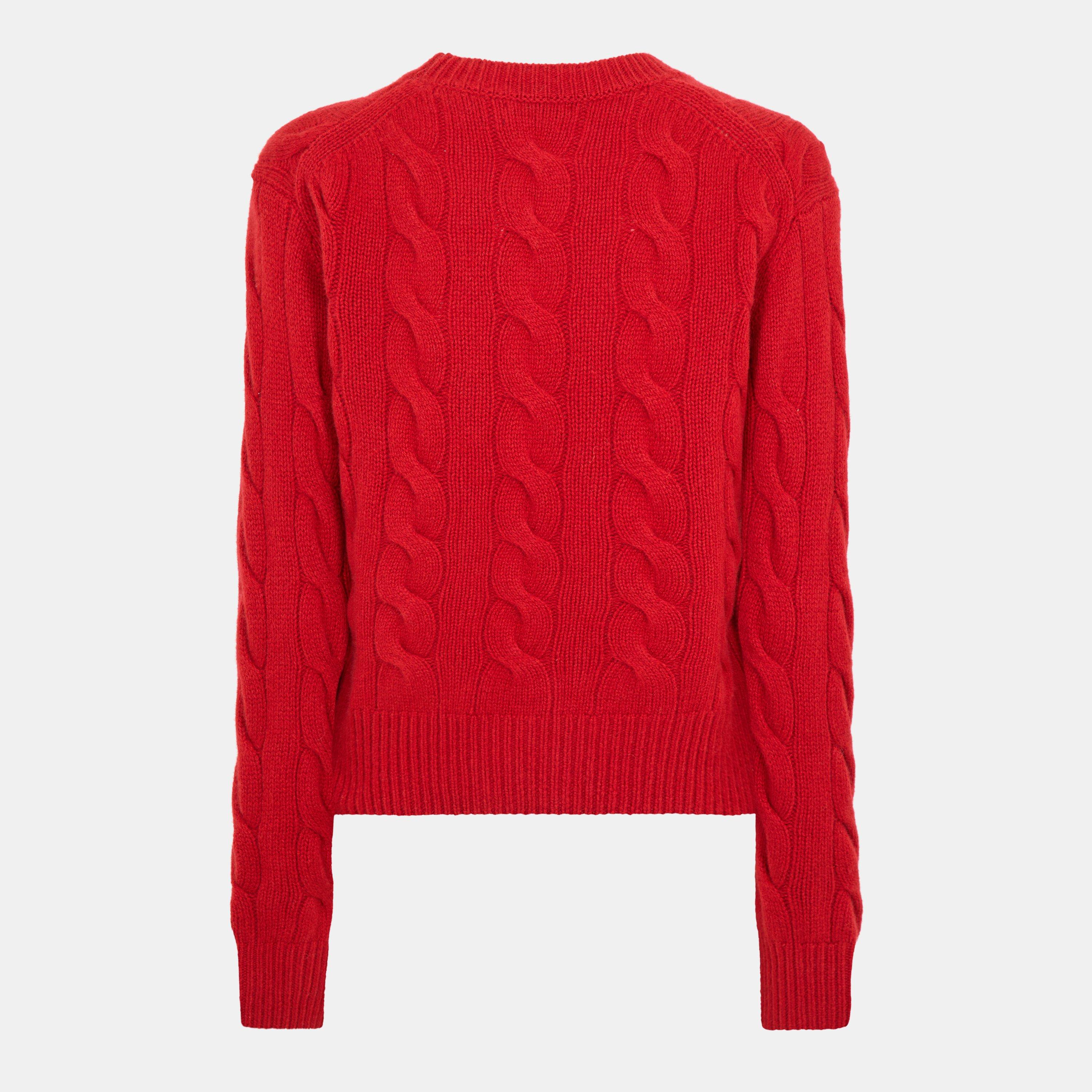 FIRESIDE RED - Polo Ralph Lauren - Women's Cable Crew Neck Jumper - 2