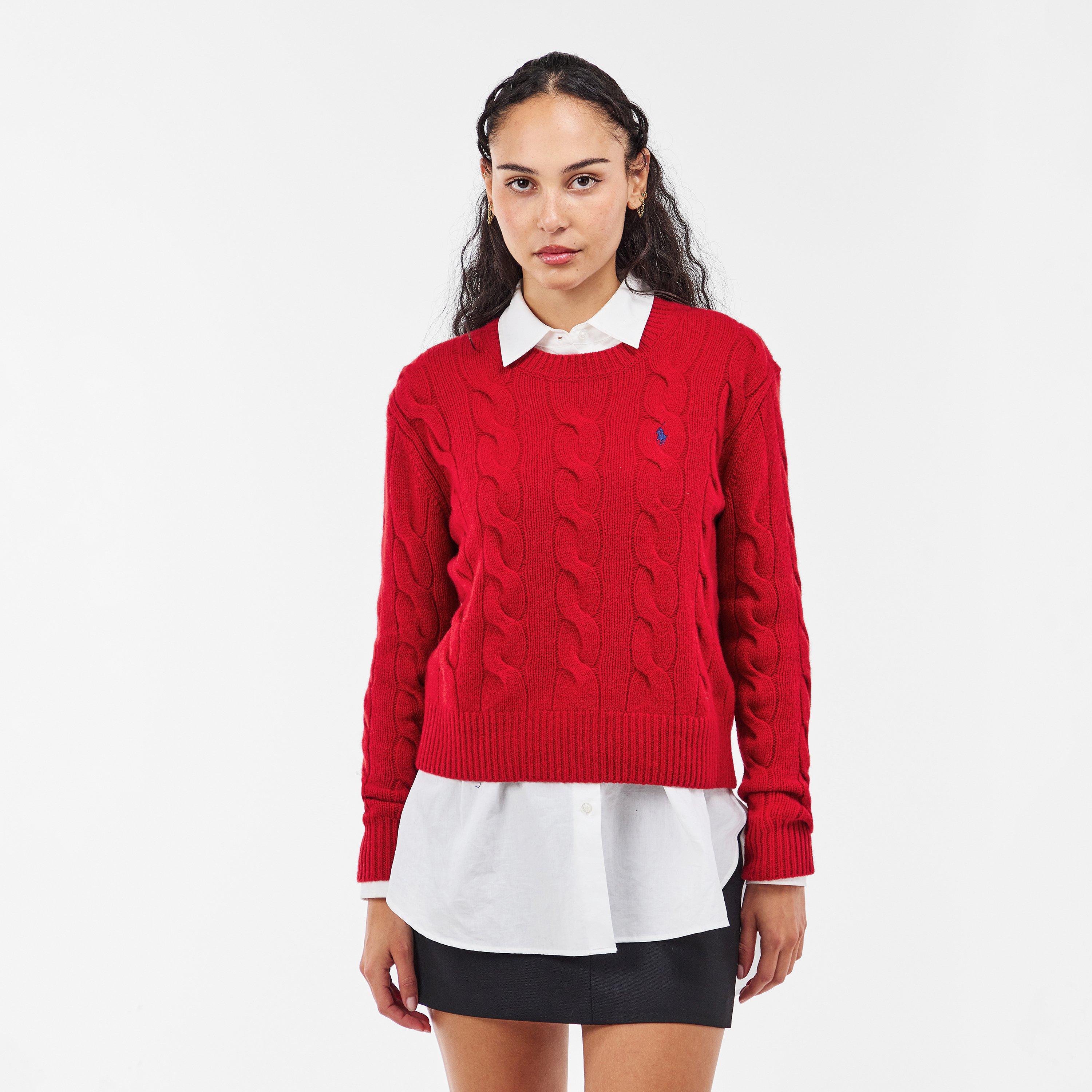 FIRESIDE RED - Polo Ralph Lauren - Women's Cable Crew Neck Jumper - 3