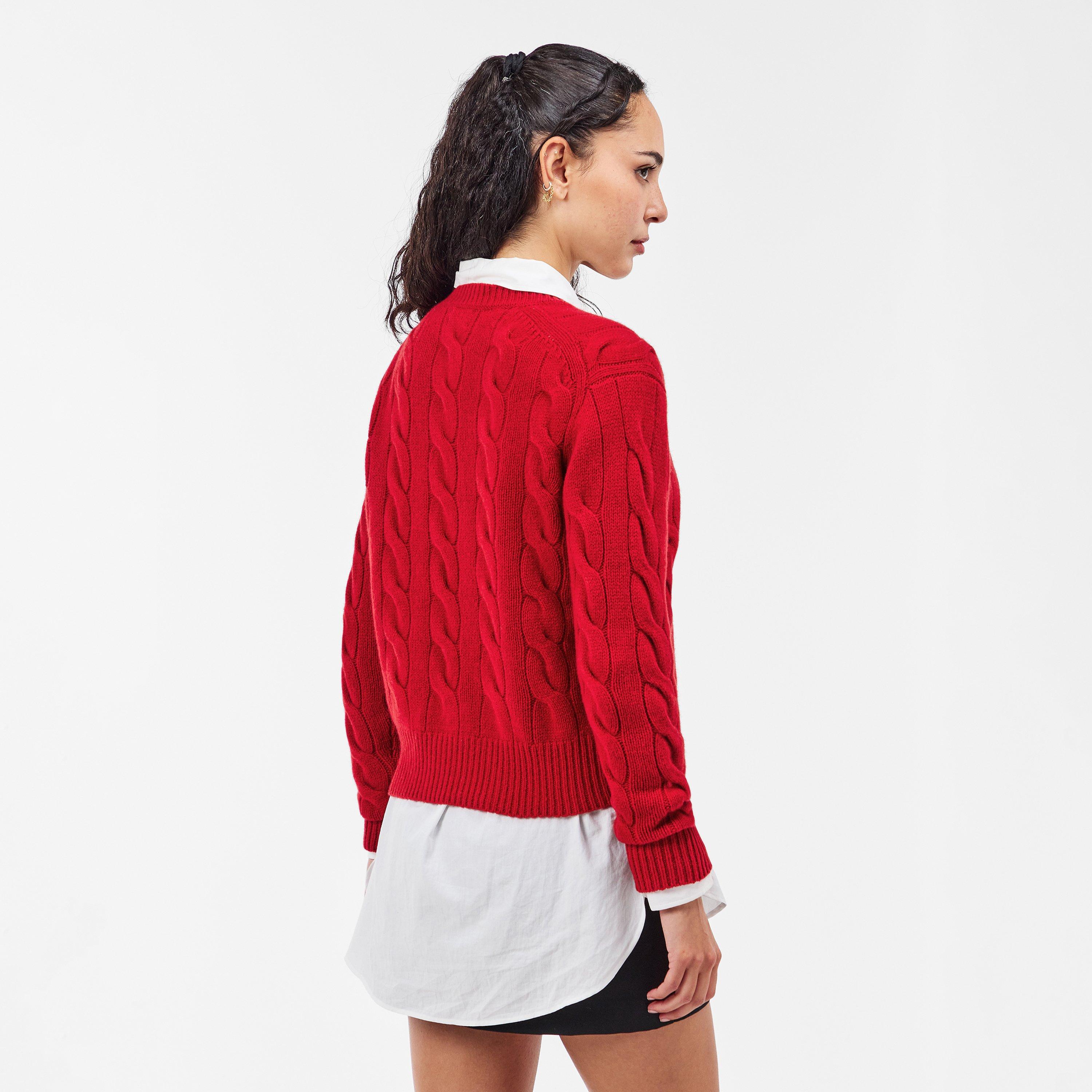 FIRESIDE RED - Polo Ralph Lauren - Women's Cable Crew Neck Jumper - 4