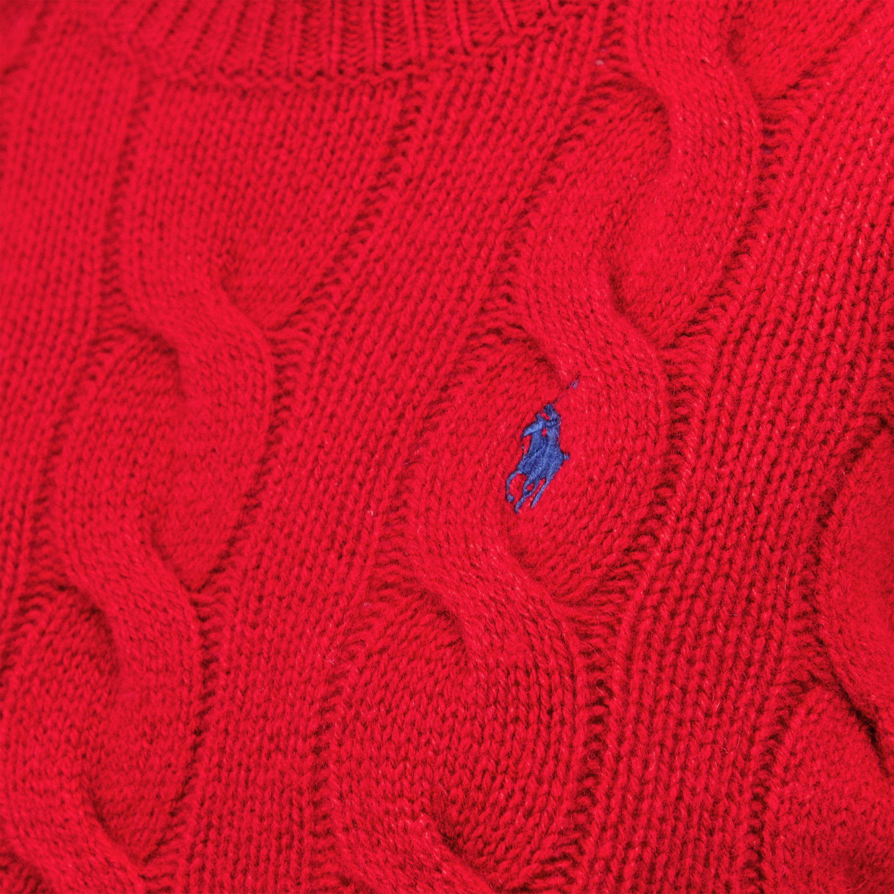 FIRESIDE RED - Polo Ralph Lauren - Women's Cable Crew Neck Jumper - 5