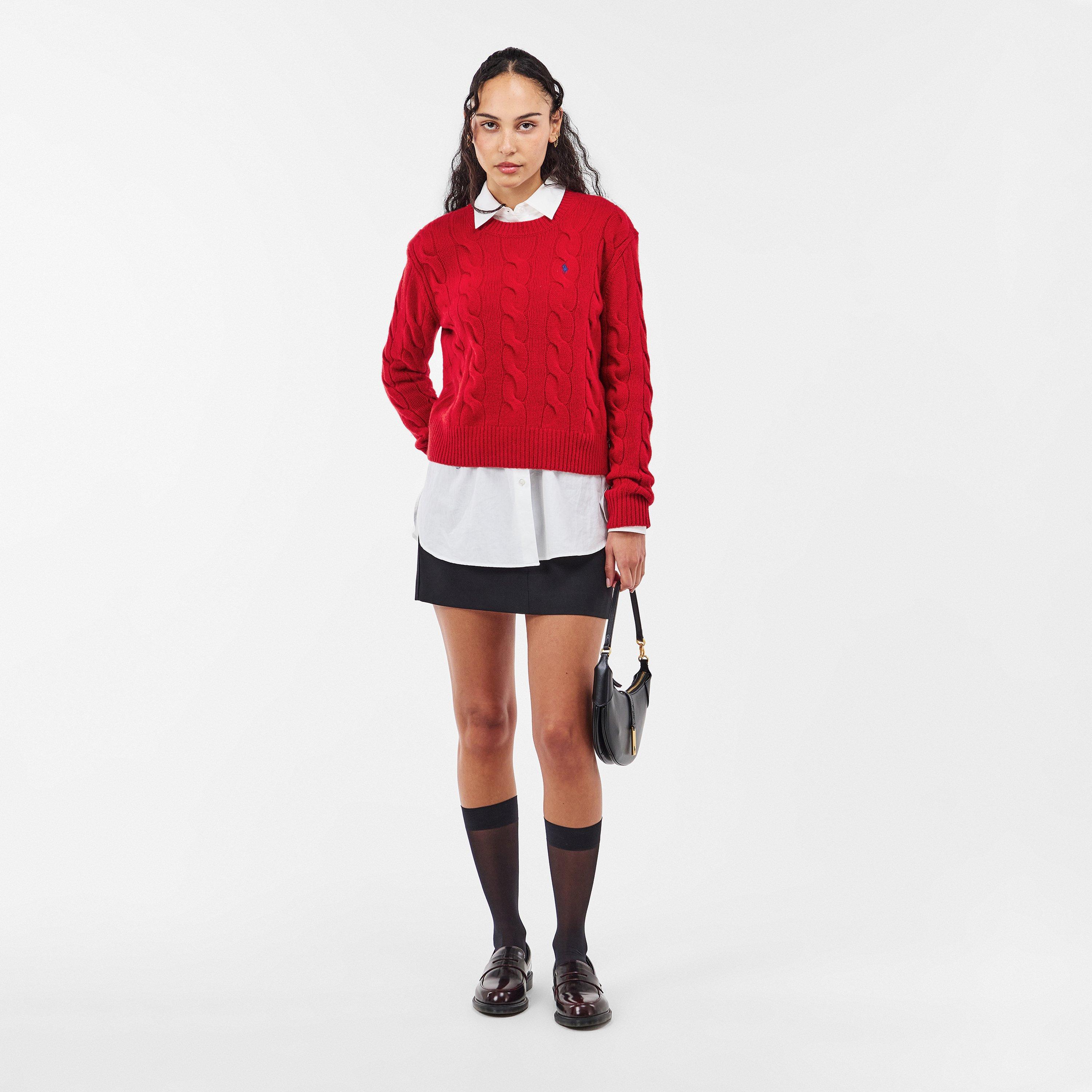 FIRESIDE RED - Polo Ralph Lauren - Women's Cable Crew Neck Jumper - 6