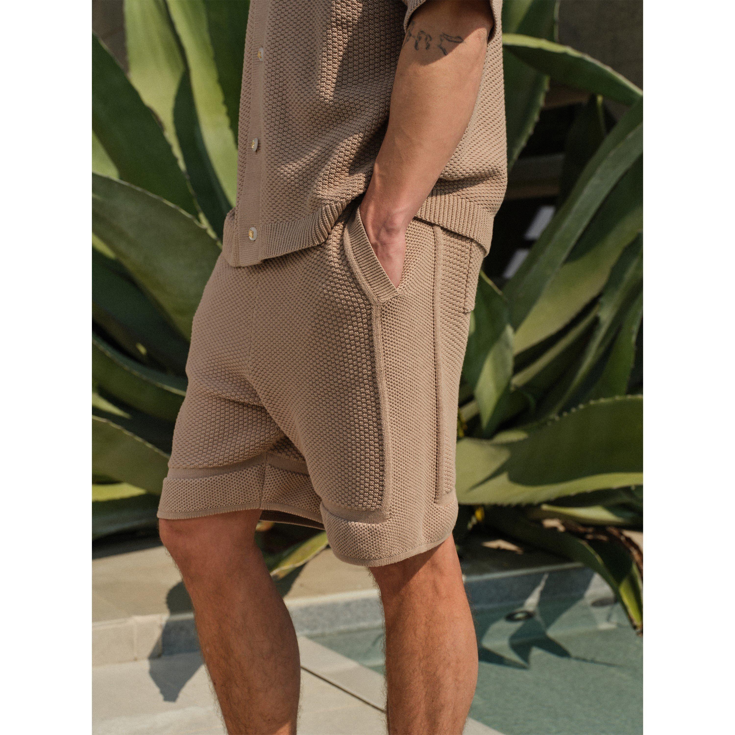 Brown - The Couture Club - Men's Woven Tracksuit Shorts - 4