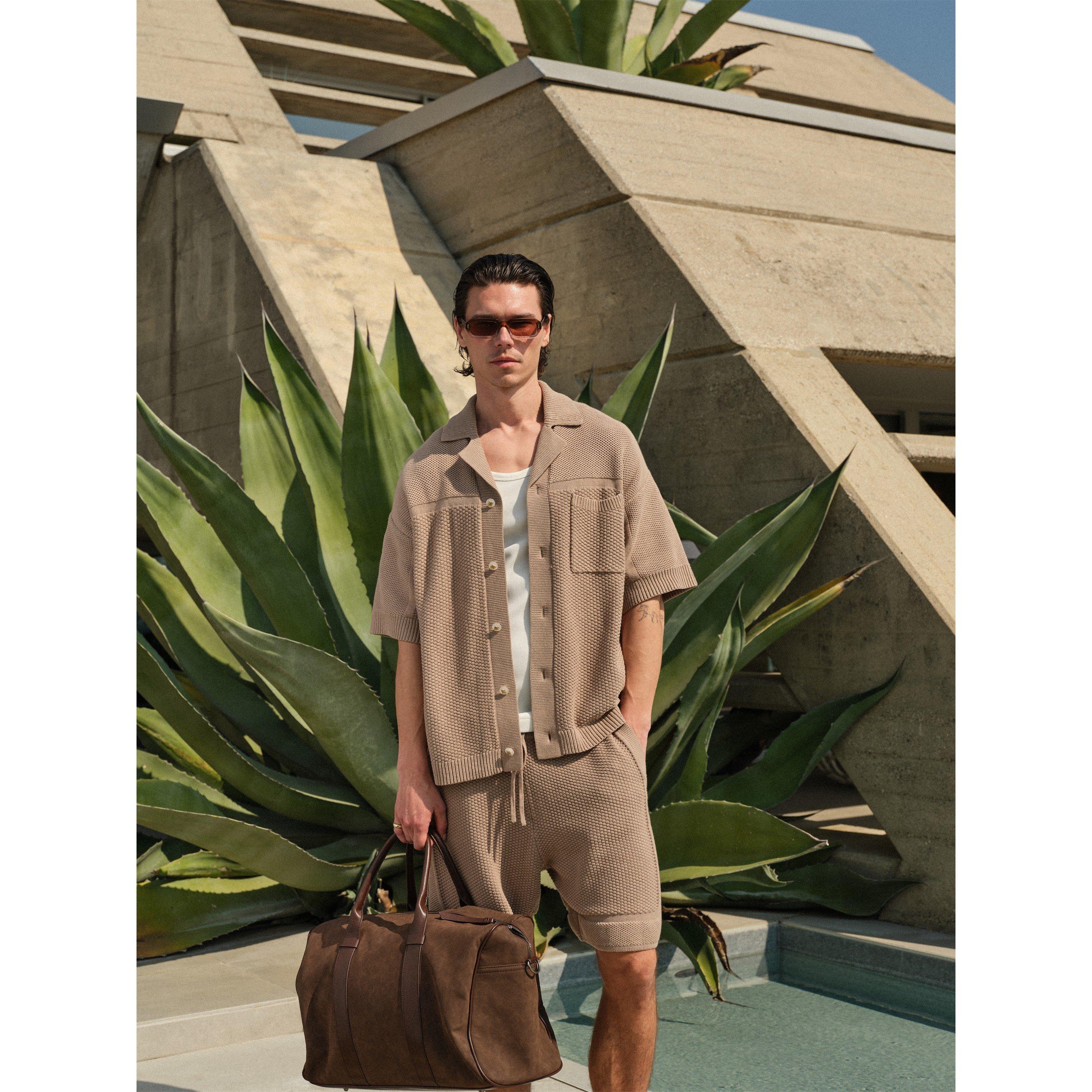 Brown - The Couture Club - Men's Woven Tracksuit Shorts - 5