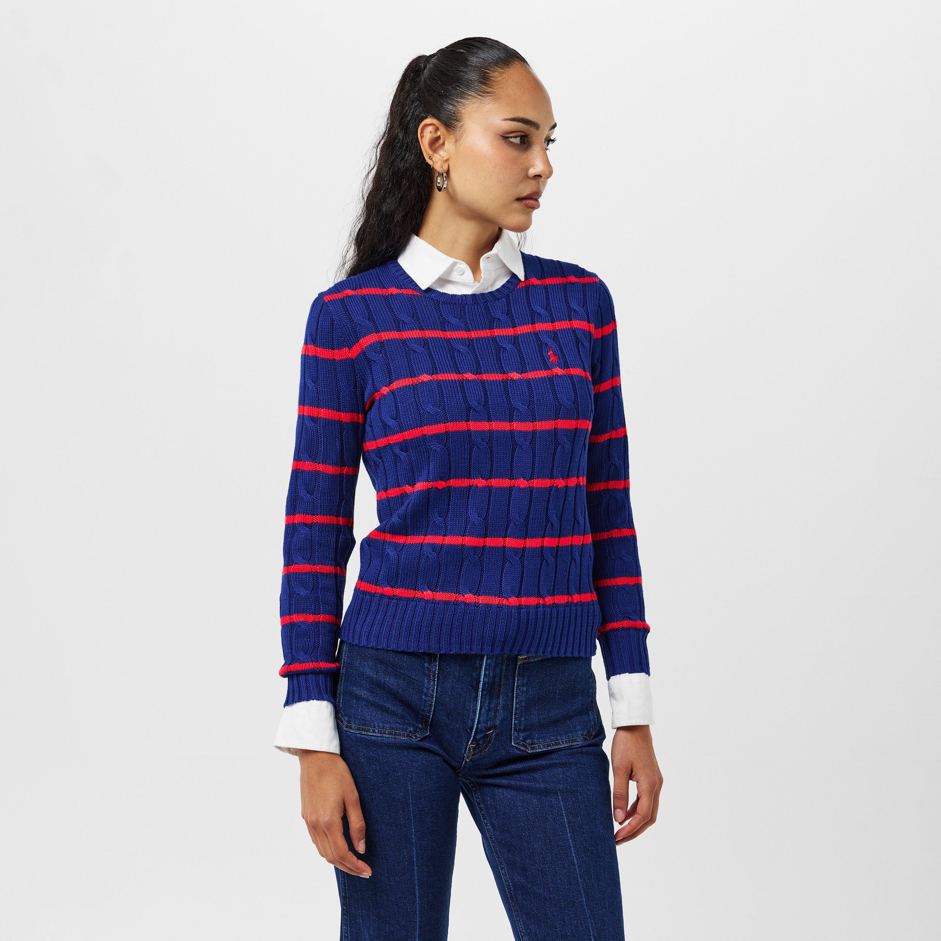 Mid Col Stripe - Polo Ralph Lauren - Women's Cable Stripe Crew Neck Jumper - 3