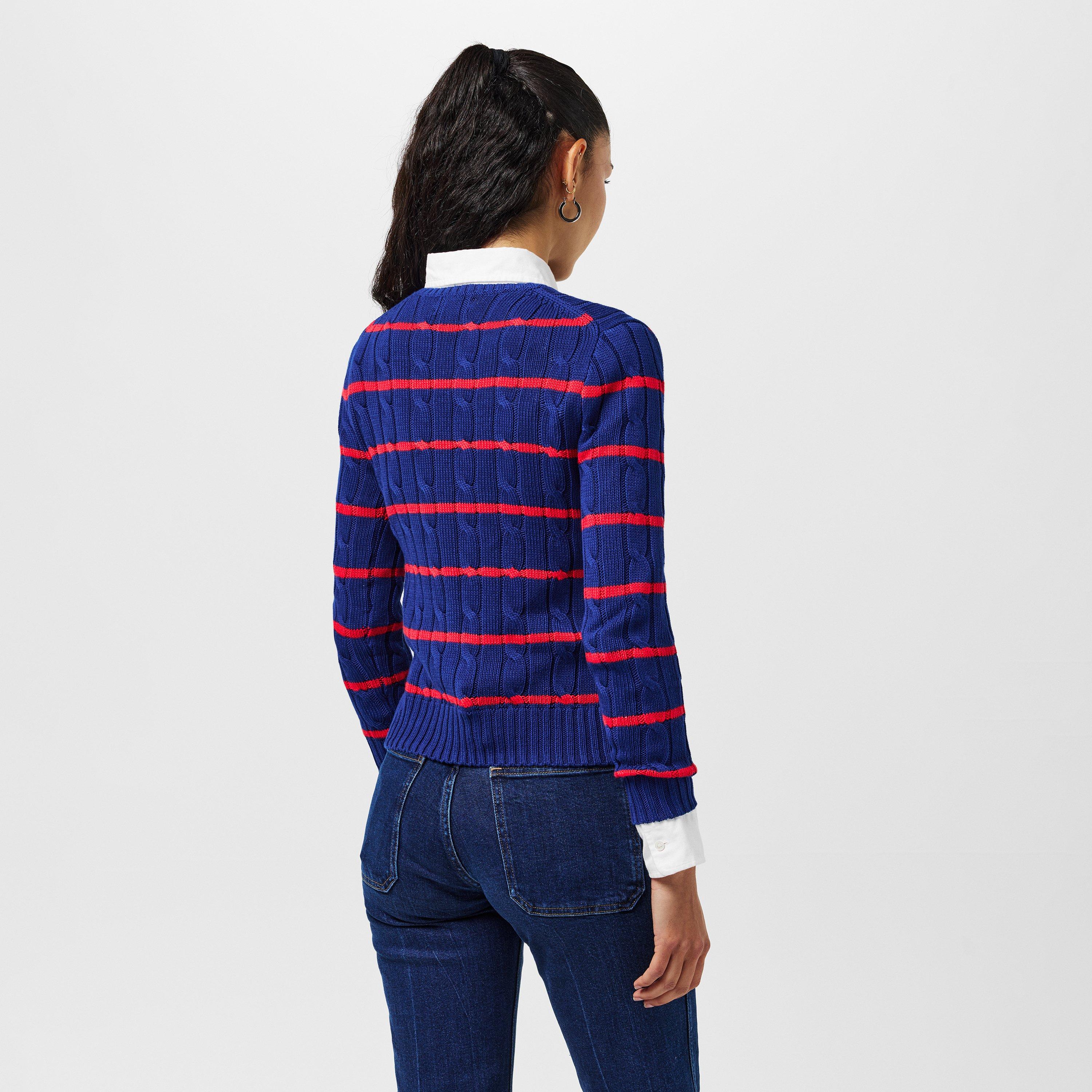 Mid Col Stripe - Polo Ralph Lauren - Women's Cable Stripe Crew Neck Jumper - 4