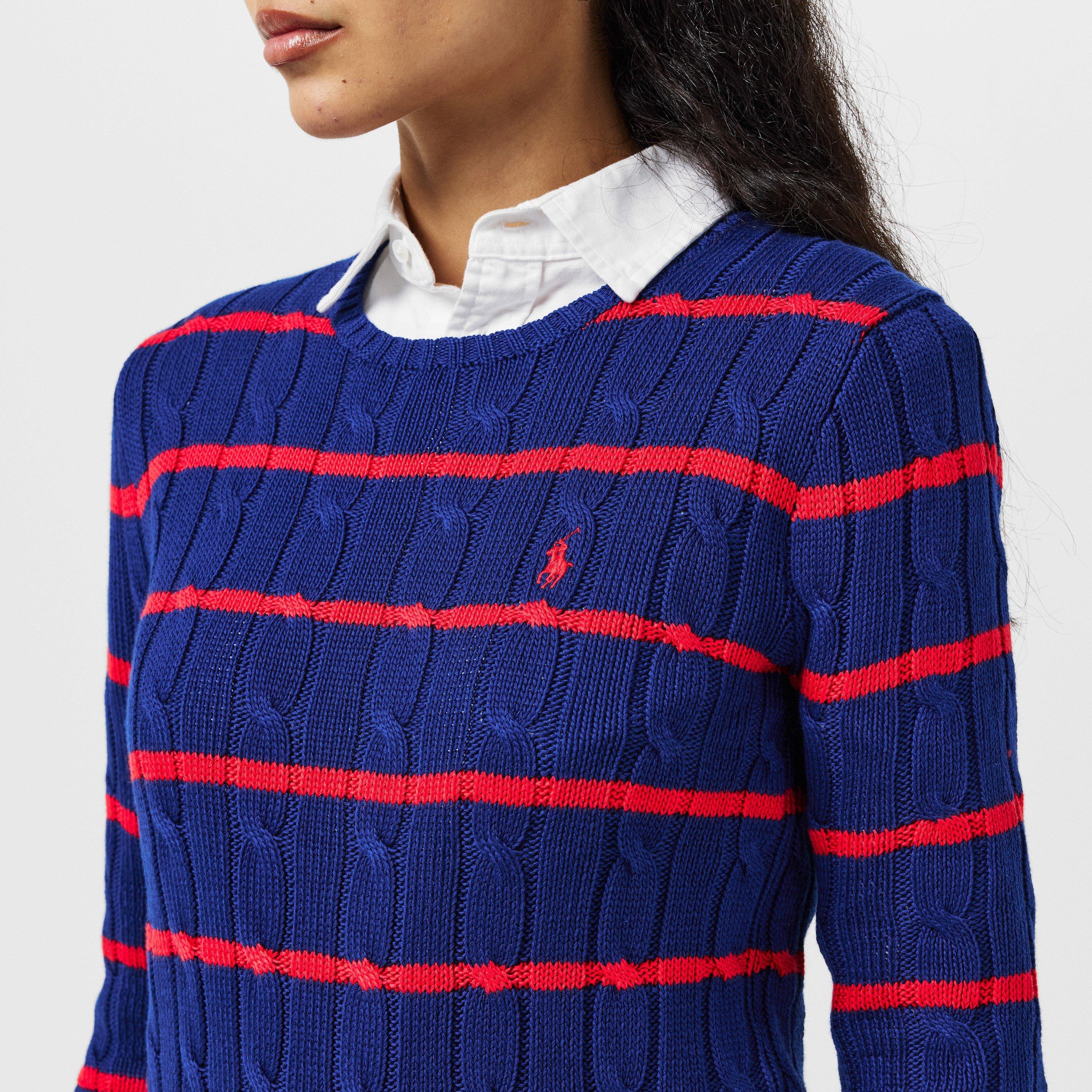 Mid Col Stripe - Polo Ralph Lauren - Women's Cable Stripe Crew Neck Jumper - 5