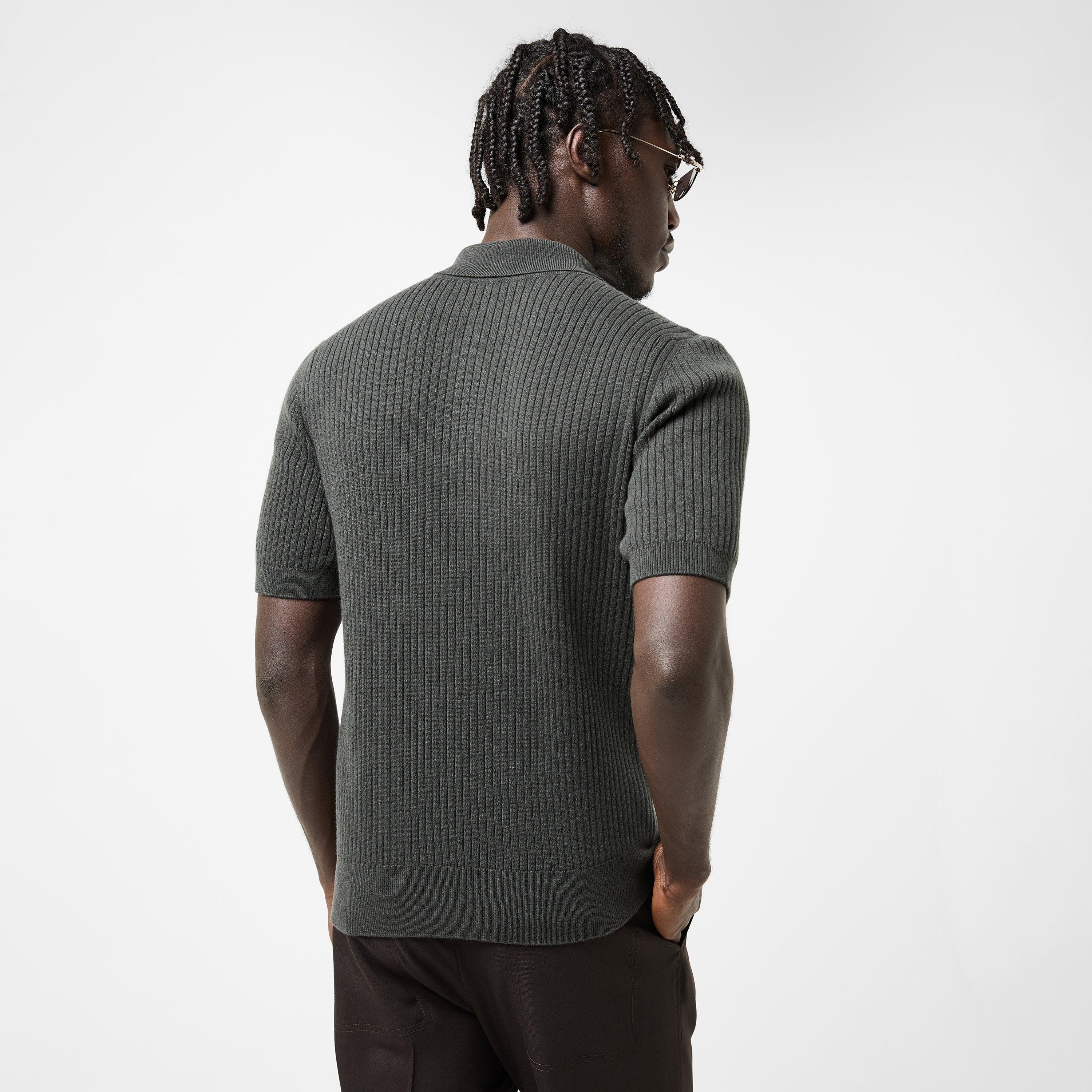 Military Green - Gucci - Men's Rib Polo Knitted Top - 4