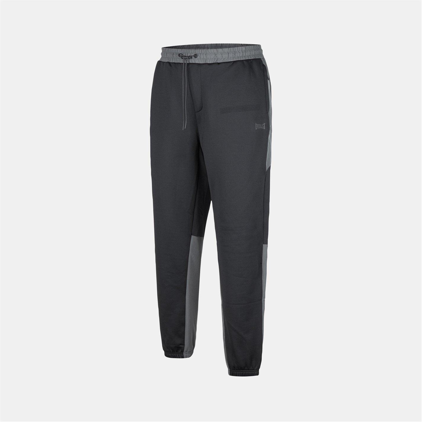 Black/Carbon - Everlast - Mens NRG Closed Hem Poly Tracksuit Joggers - 1