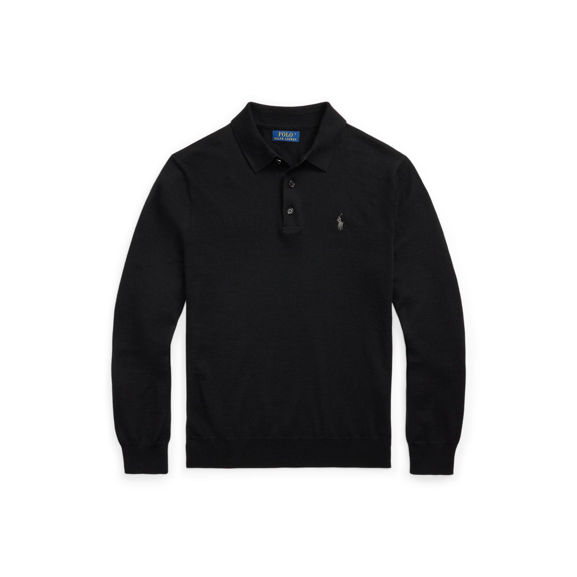 Polo Ralph Lauren Men's Polo Black Merino Crew Neck Jumper - M