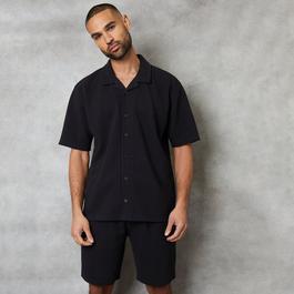 Threadbare Embley Textured Revere Collar Short Sleeve Shirt