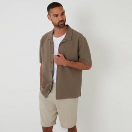 Threadbare Embley Textured Revere Collar Short Sleeve Shirt