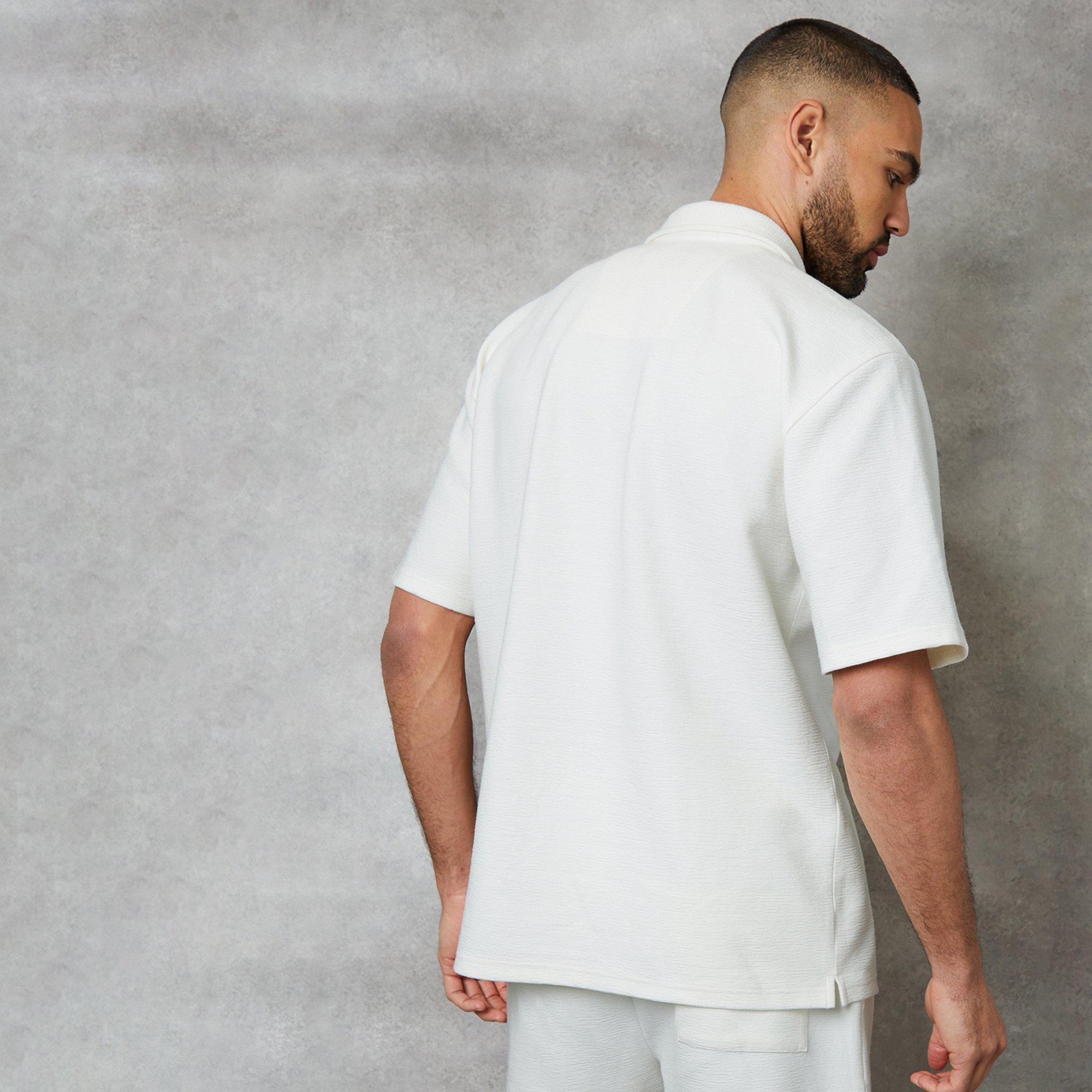 Ecru - Threadbare - Embley Textured Revere Collar Short Sleeve Shirt - 2