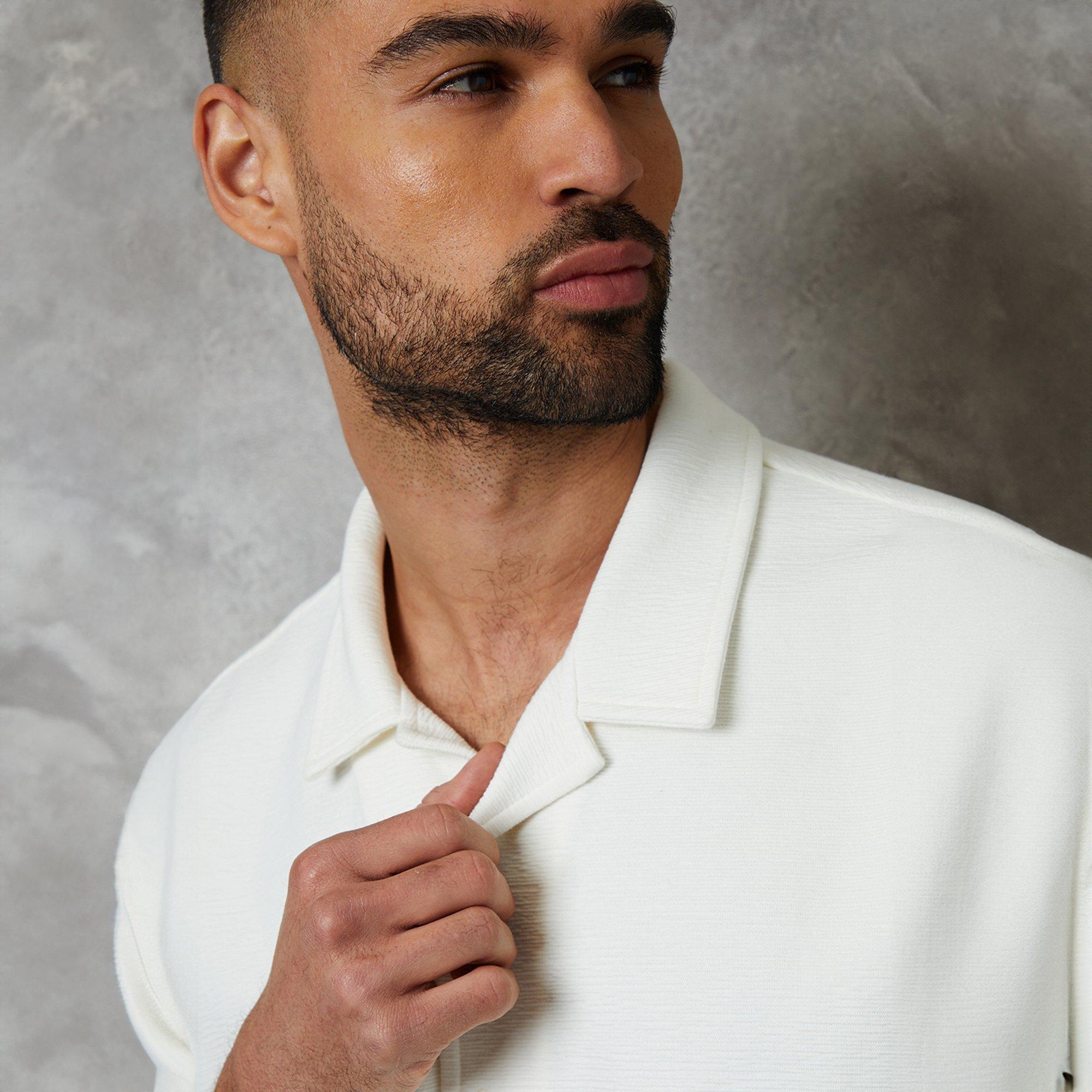 Ecru - Threadbare - Embley Textured Revere Collar Short Sleeve Shirt - 4