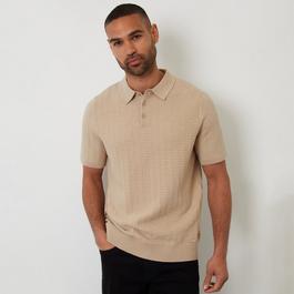 Threadbare Cotton Mix Short Sleeve Textured Knitted Polo Shir
