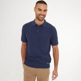 Threadbare Cotton Mix Short Sleeve Textured Knitted Polo Shir