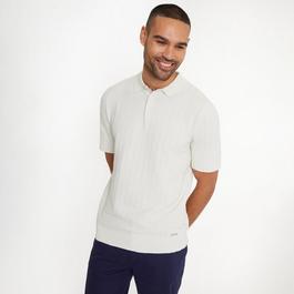 Threadbare Cotton Mix Short Sleeve Textured Knitted Polo Shir