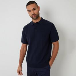 Threadbare Cotton Mix Short Sleeve Textured Knitted Polo Shir