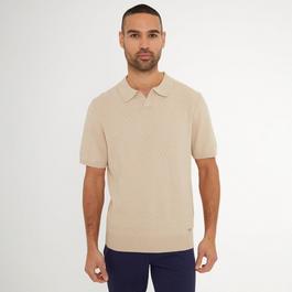 Threadbare Textured Front Short Sleeve Trophy Neck Knitted Po