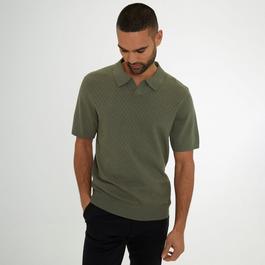 Threadbare Textured Front Short Sleeve Trophy Neck Knitted Po