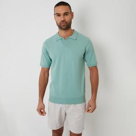 Threadbare Trophy Neck Short Sleeve Knitted Polo