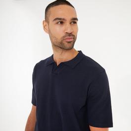 Threadbare Trophy Neck Short Sleeve Knitted Polo
