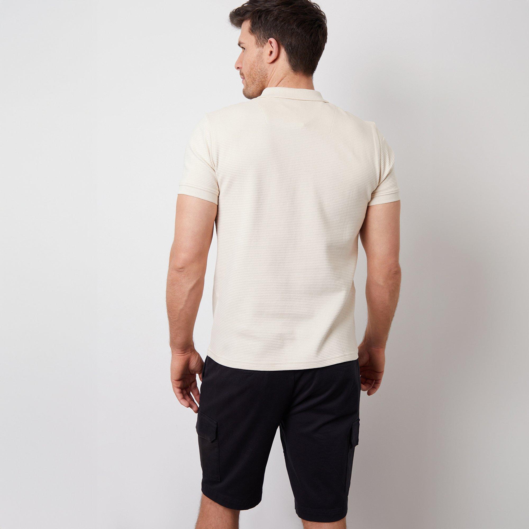 Stone - Threadbare - Ottoman Rib Textured Cotton Polo Shirt - 2