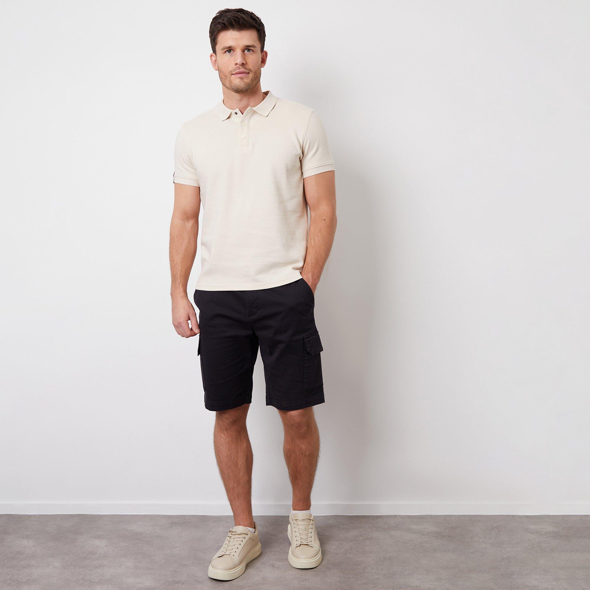 Stone - Threadbare - Ottoman Rib Textured Cotton Polo Shirt - 3